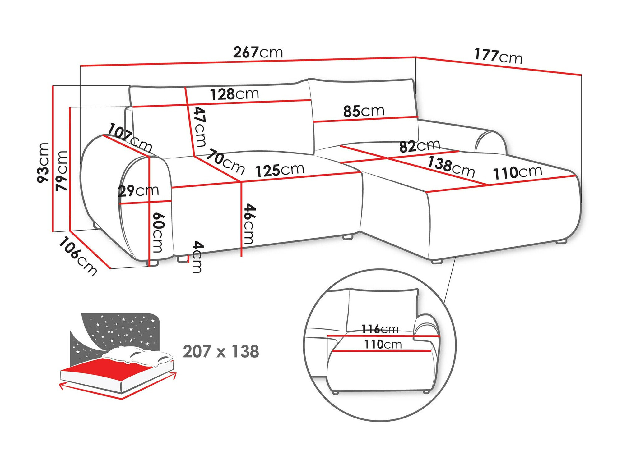 Hjørnesofa TrendyNest 103 (Tilia 86)