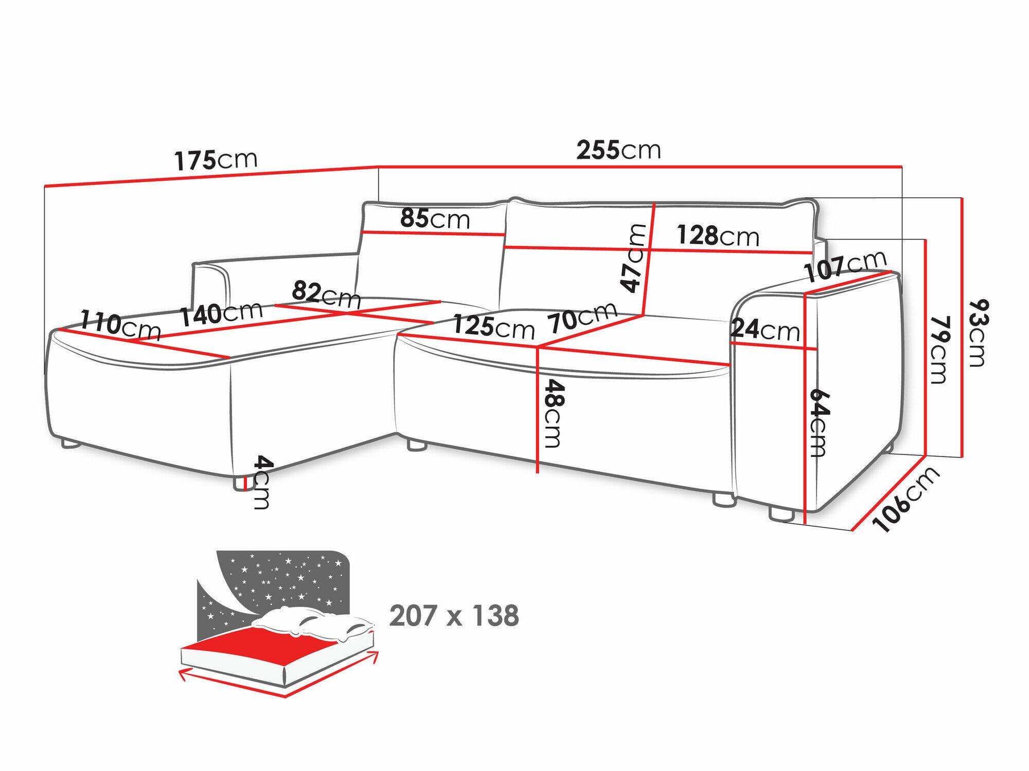 Hjørnesofa TrendyNest 105 (Pretty 09)
