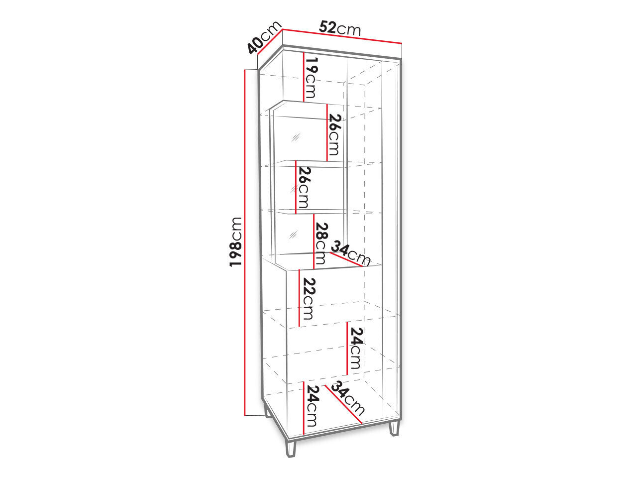 Reol Livseri 108 (Hvid + Glansfuld hvid + Lyst træ)