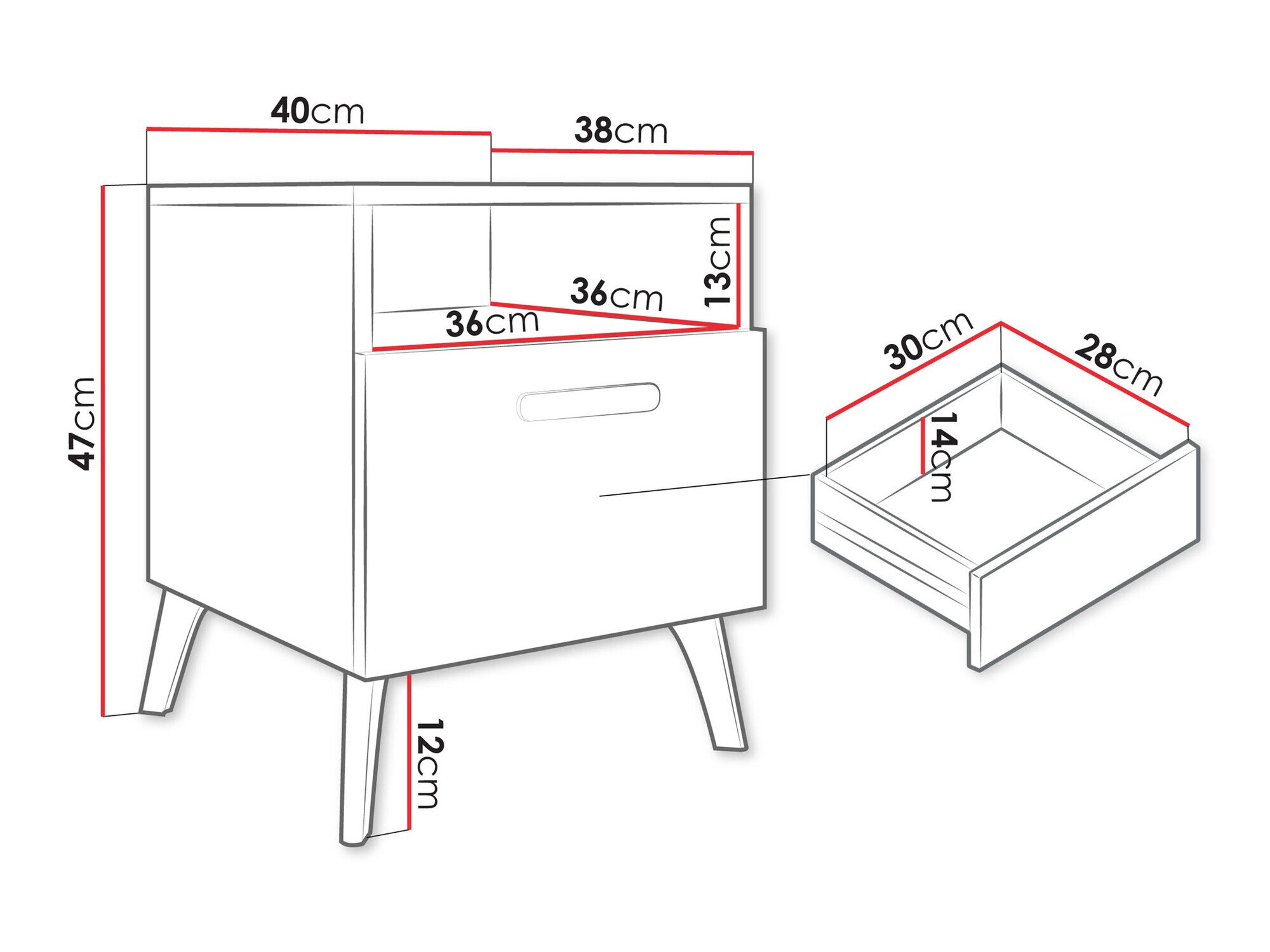 Sengebord Comfivo Teslomo 111 (Hvid + Glansfuld hvid)
