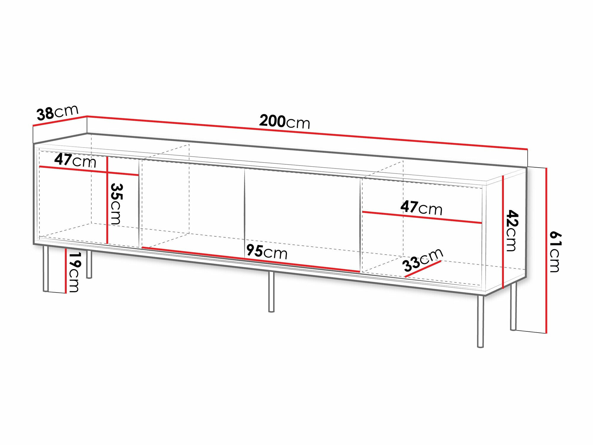 TV-bord Charlotte 209 (Sort)