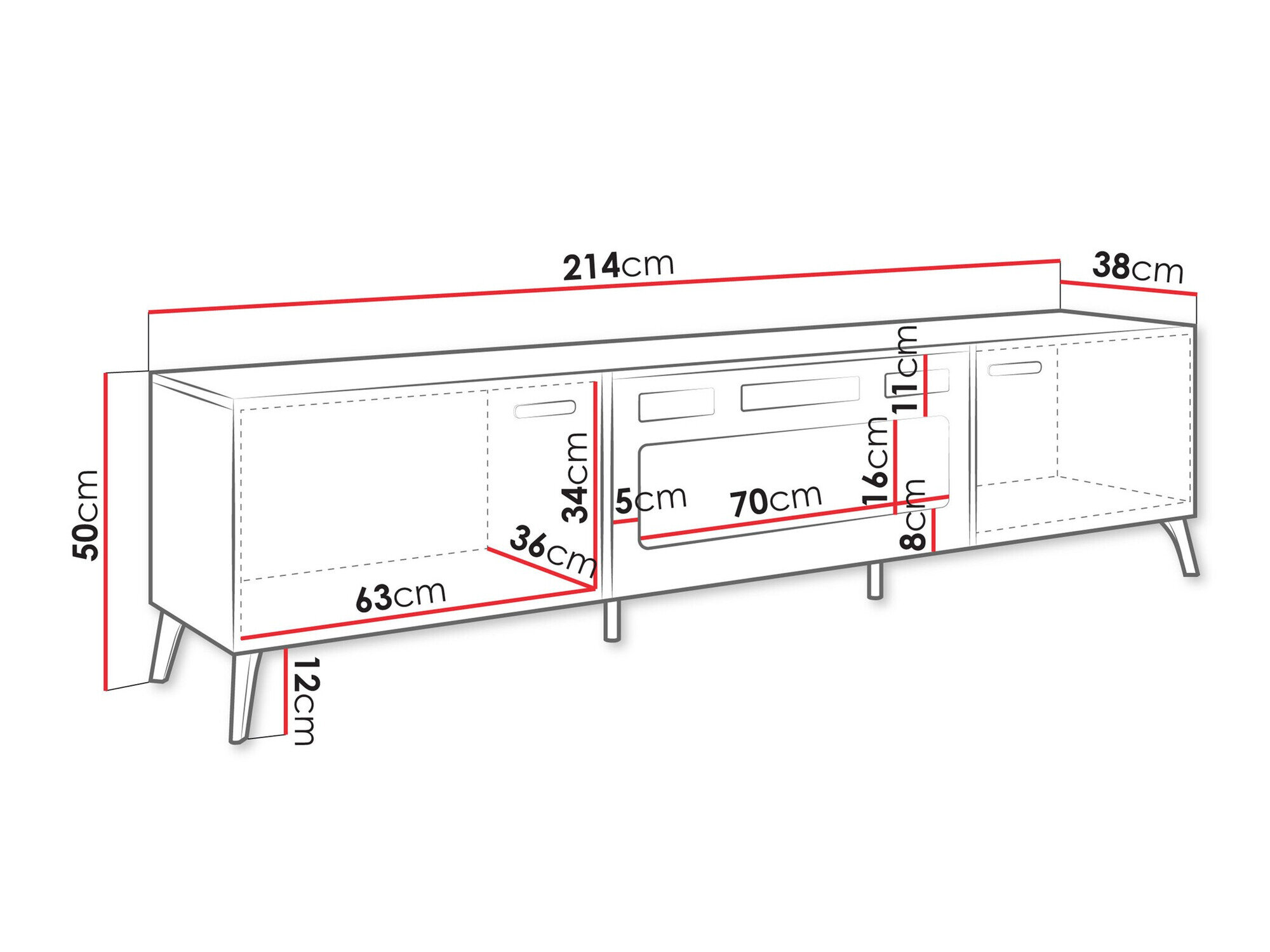 TV-bord Comfivo Teslomo 112 (Hvid + Glansfuld hvid)