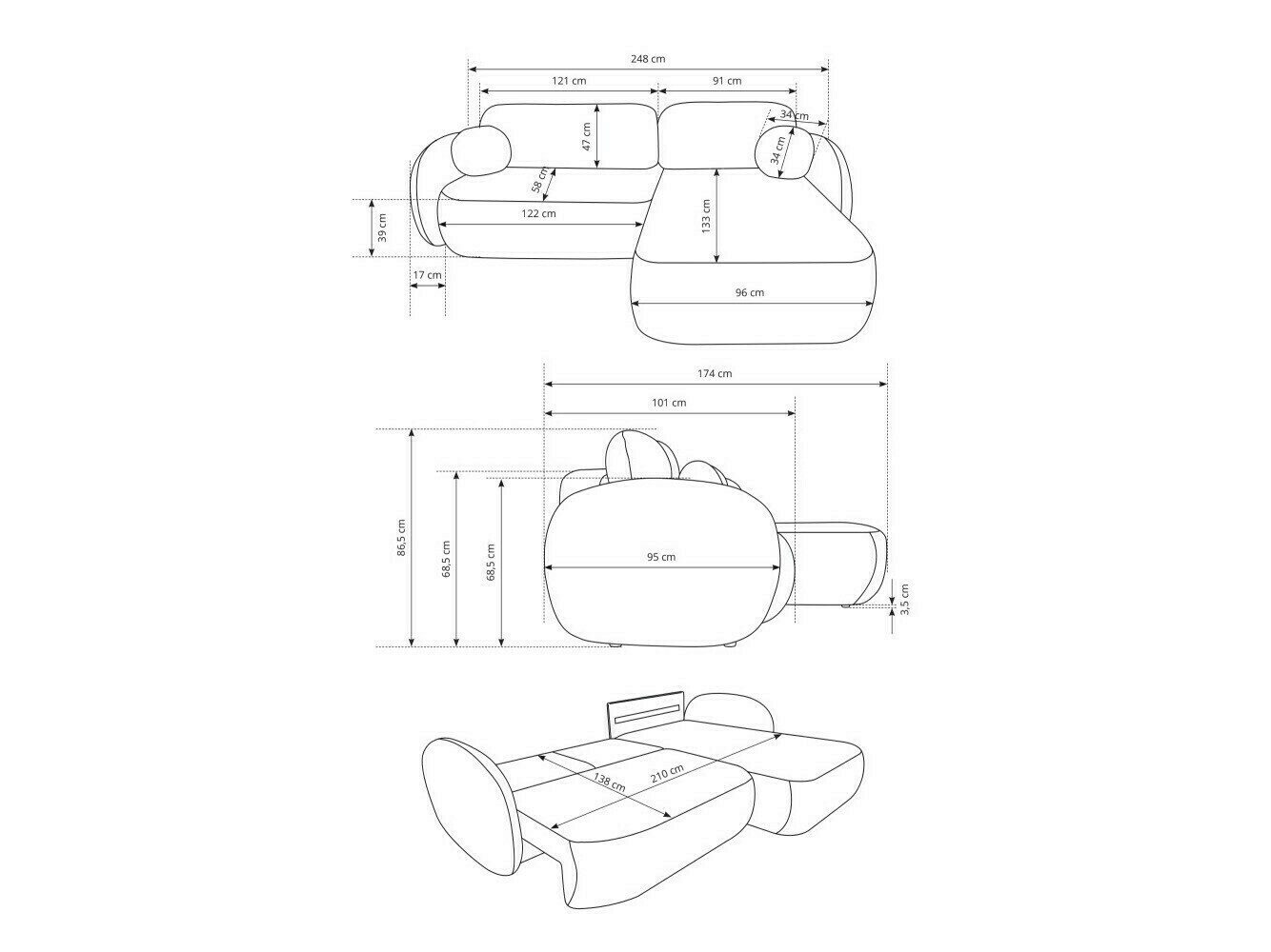Hjørnesofa Kingston 140 (Abriamo 03)