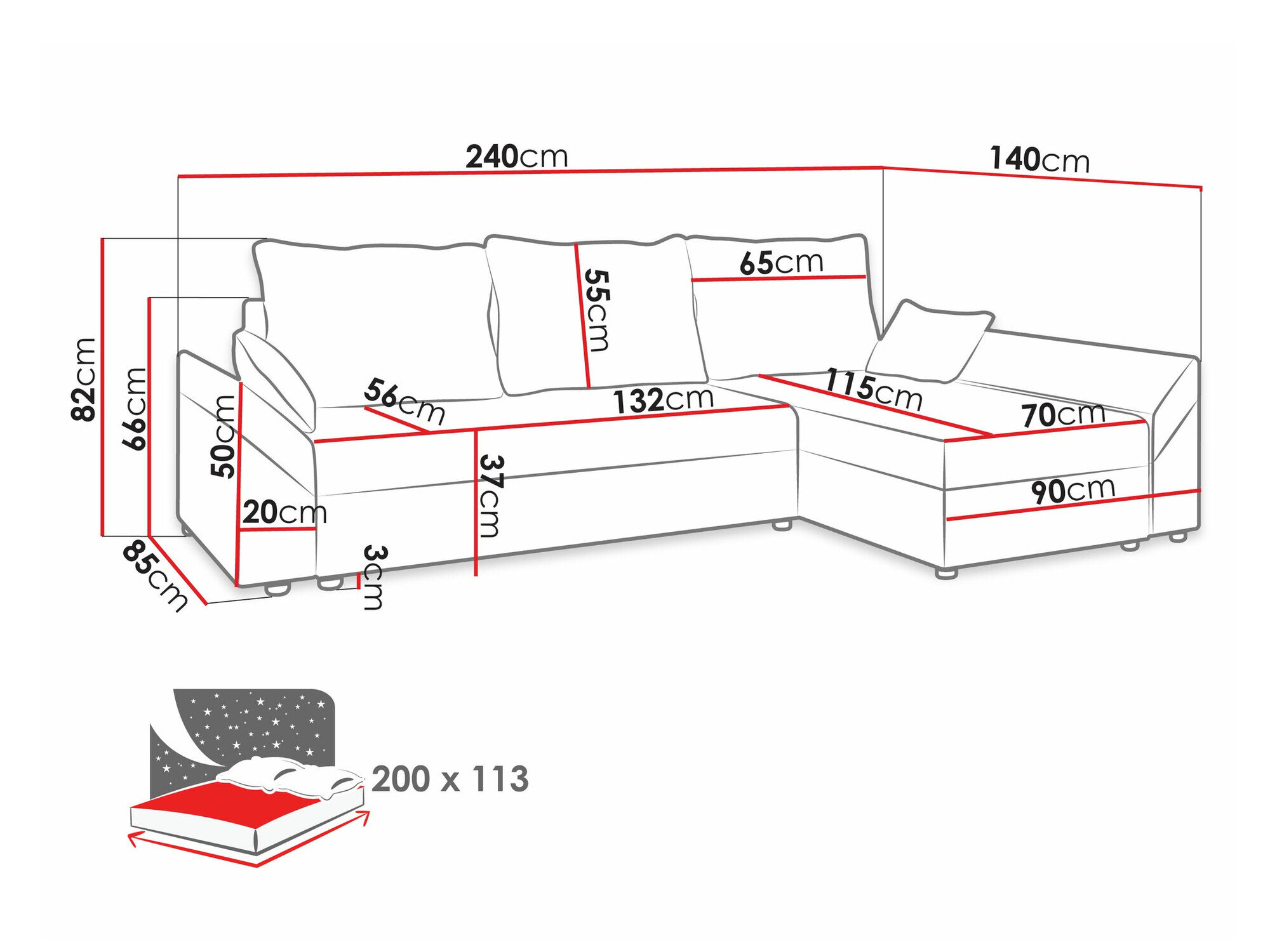 Hjørnesofa Memphis 104 (Alova 04 + Alova 46)