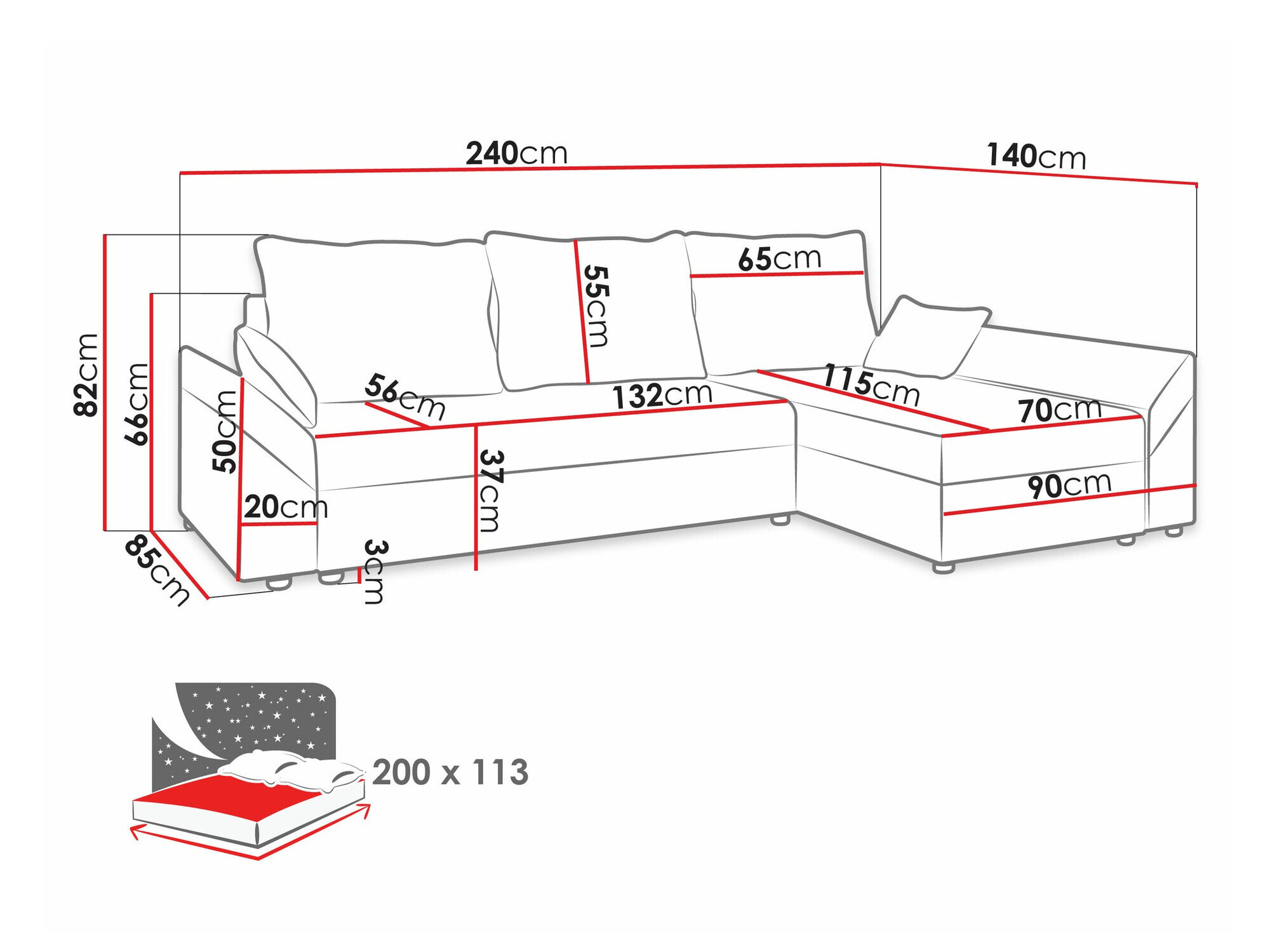Hjørnesofa Memphis 104 (Alova 36 + Alova 04)