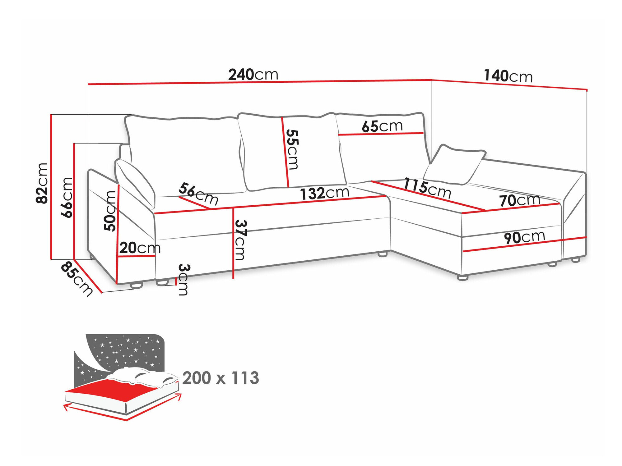 Hjørnesofa Memphis 104 (Poso 100)