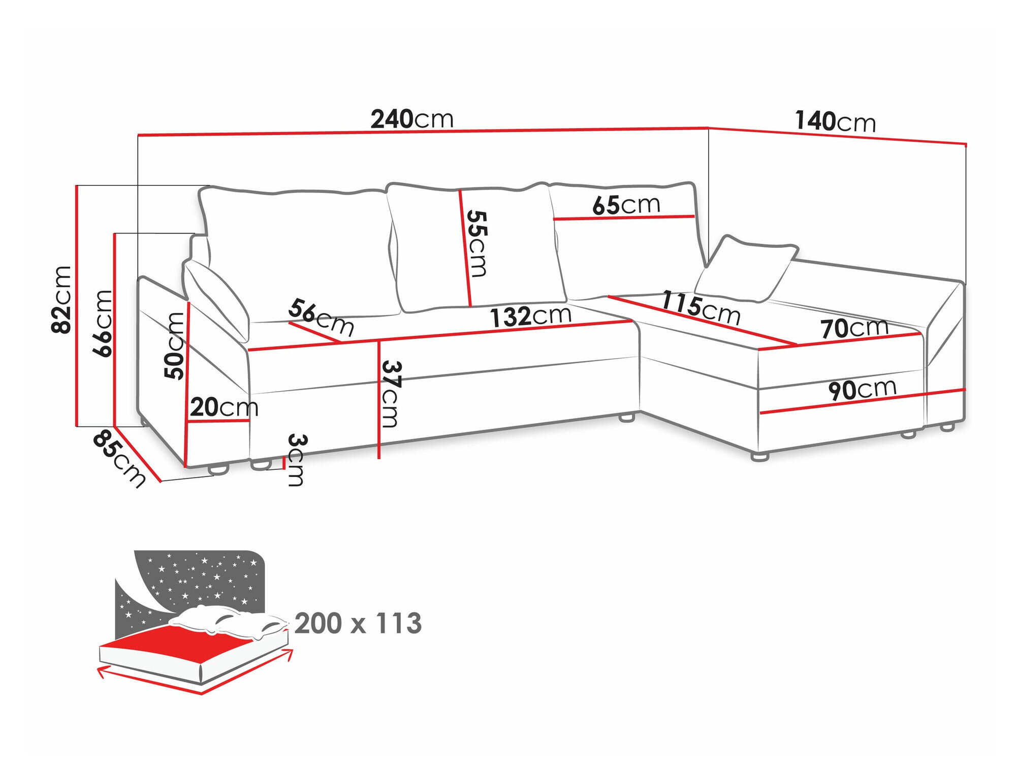Hjørnesofa Memphis 130 (Kronos 19)