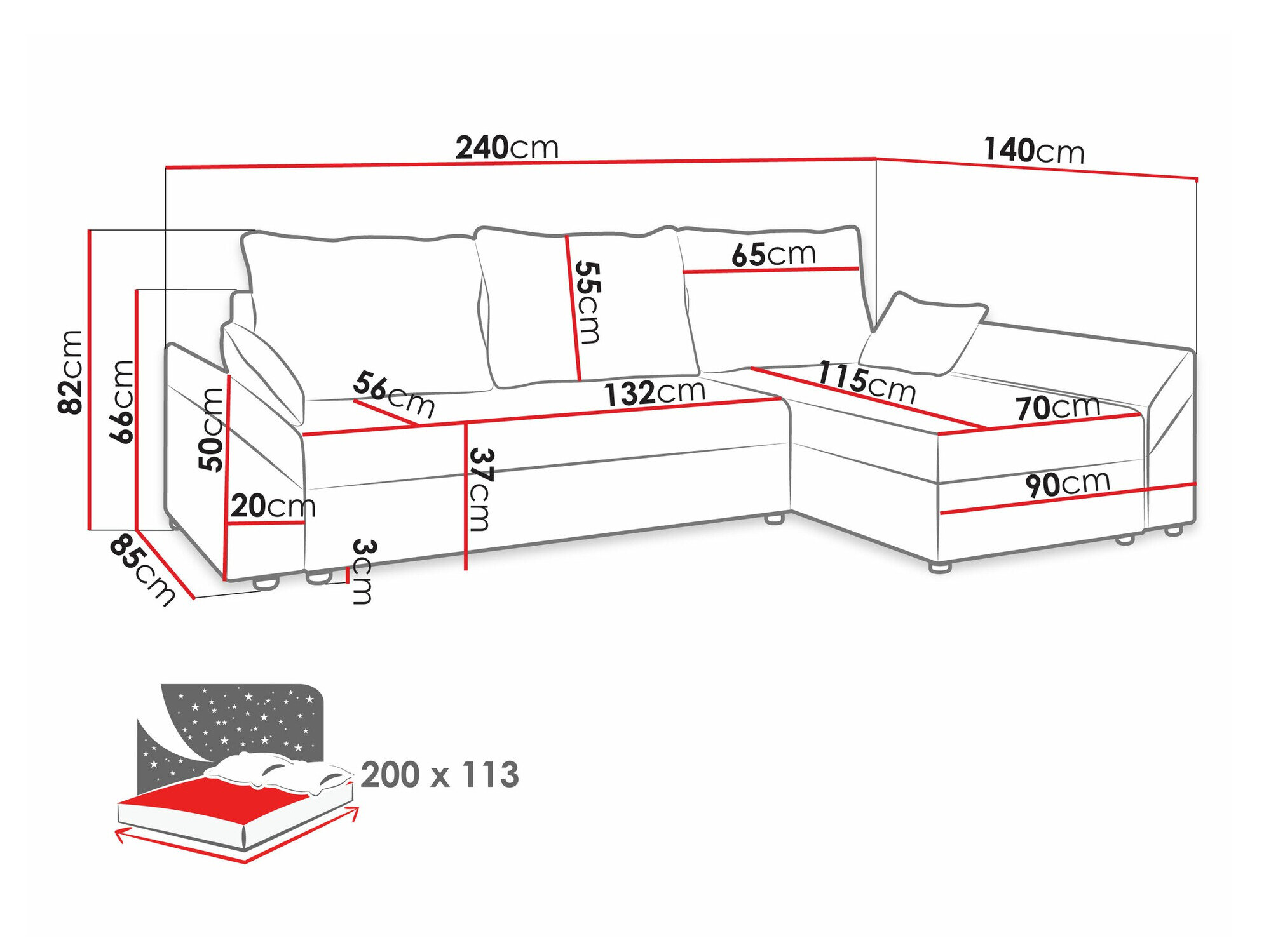 Hjørnesofa Memphis 130 (Kronos 29)