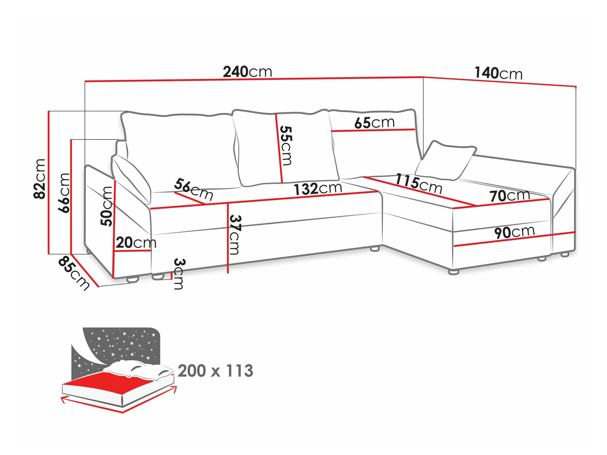 Hjørnesofa Memphis 130 (Paros 06)