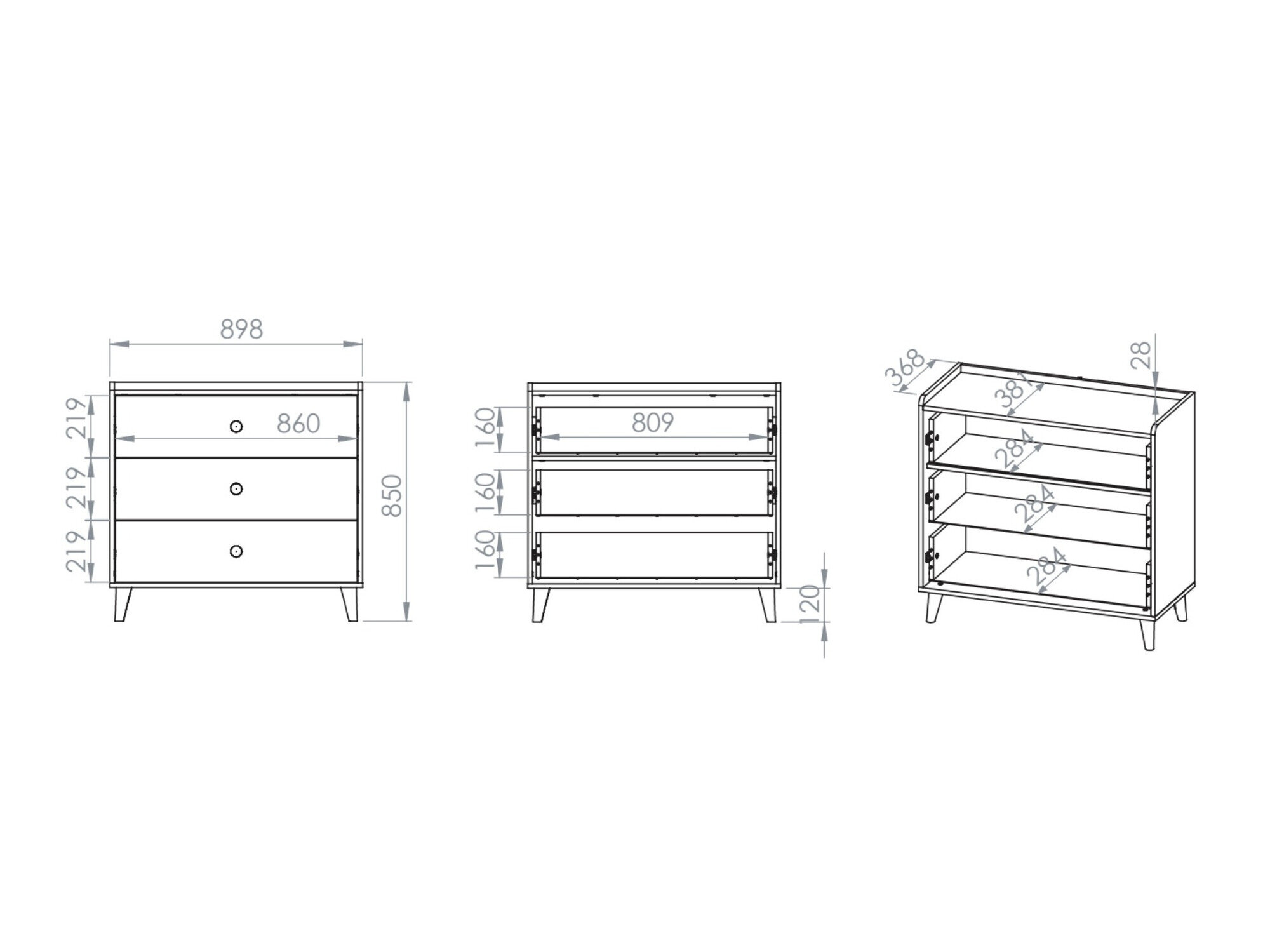 Kommode Tortoli 105 (Grå)
