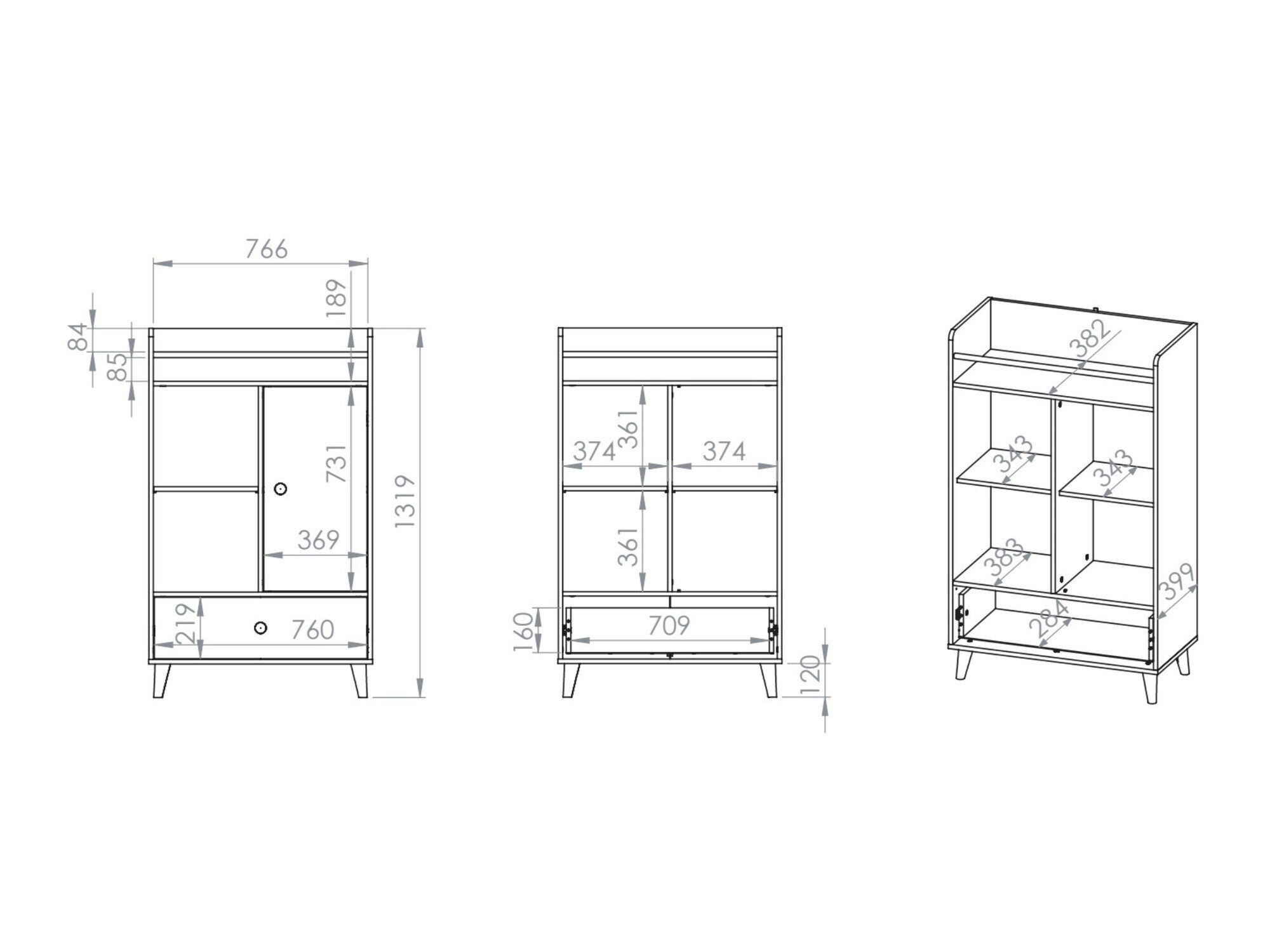 Skænk Tortoli 103 (Grå)
