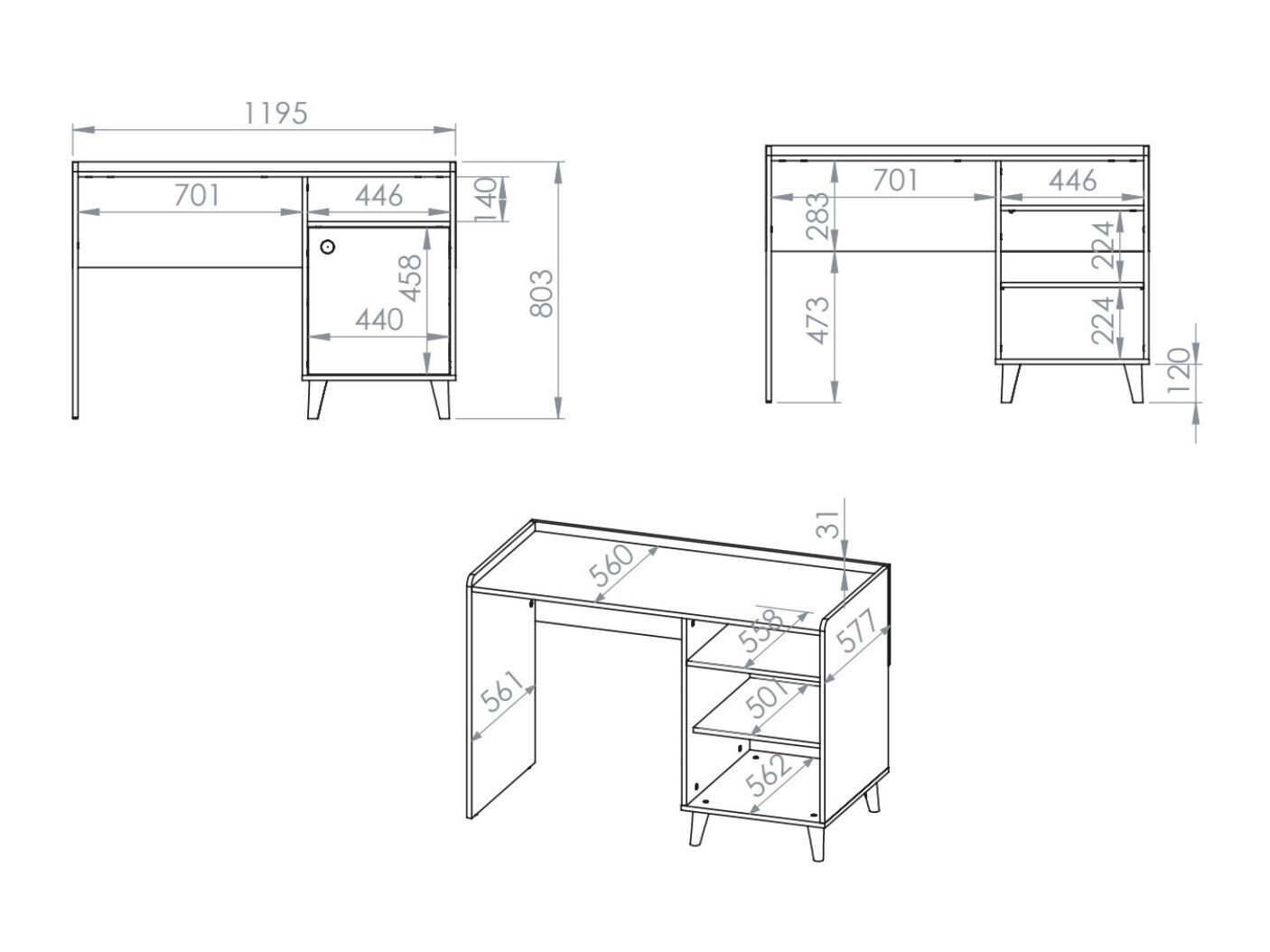 Skrivebord Tortoli 106 (Lyserød)