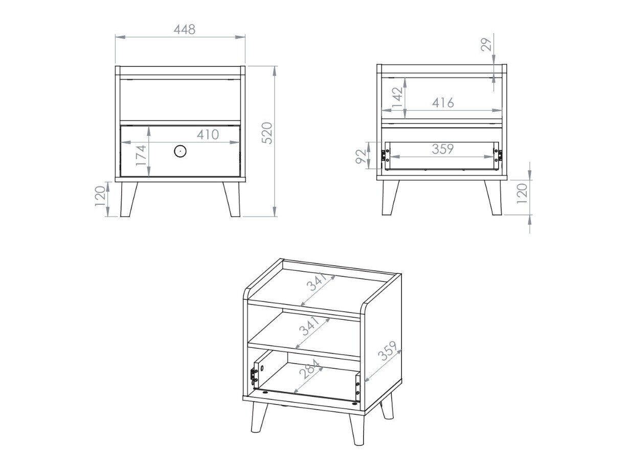 Sengebord Tortoli 108 (Lyserød)