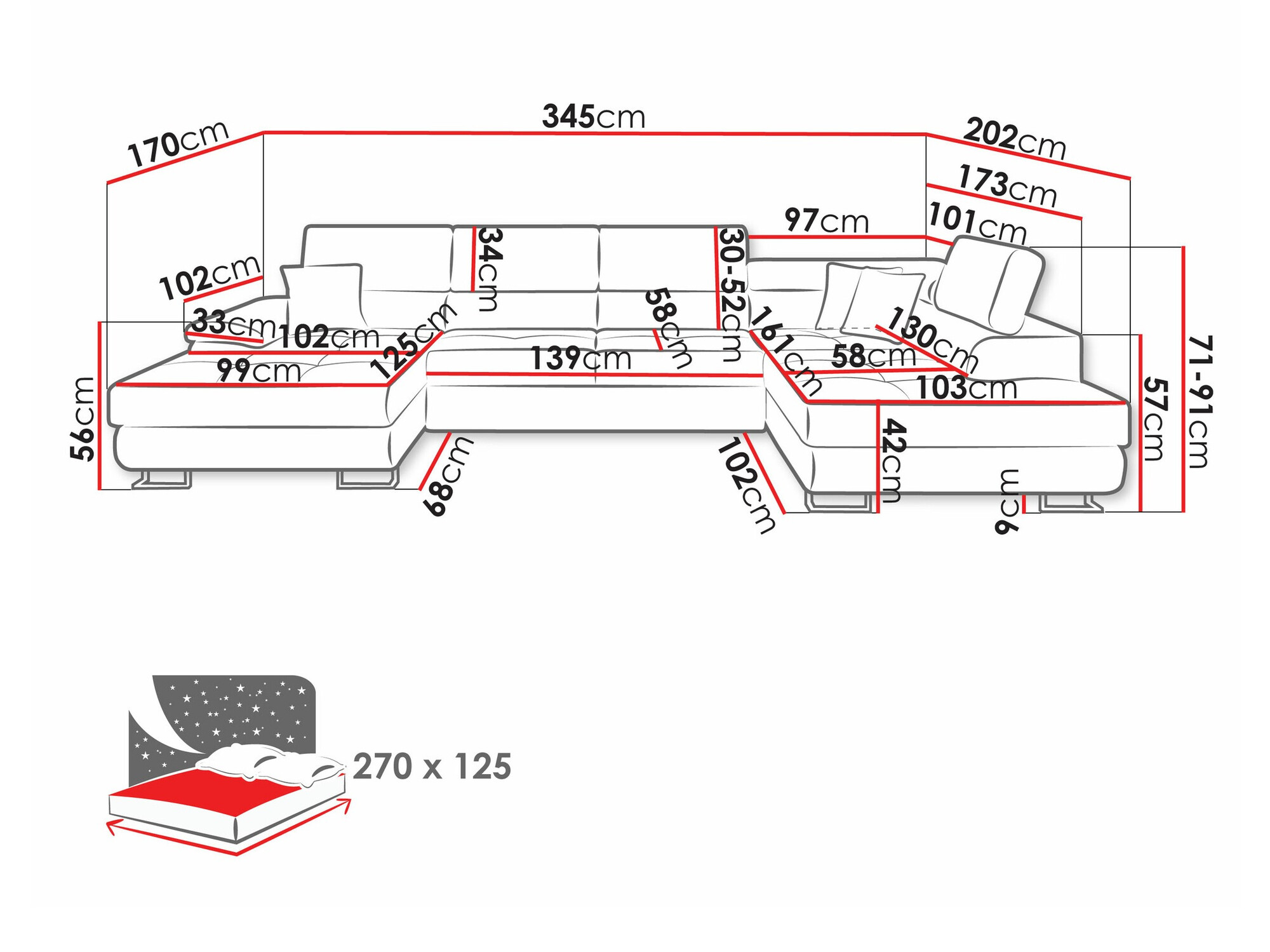 Hjørnesofa Comfivo Ruta IV (Soft 017 + Lux 05)