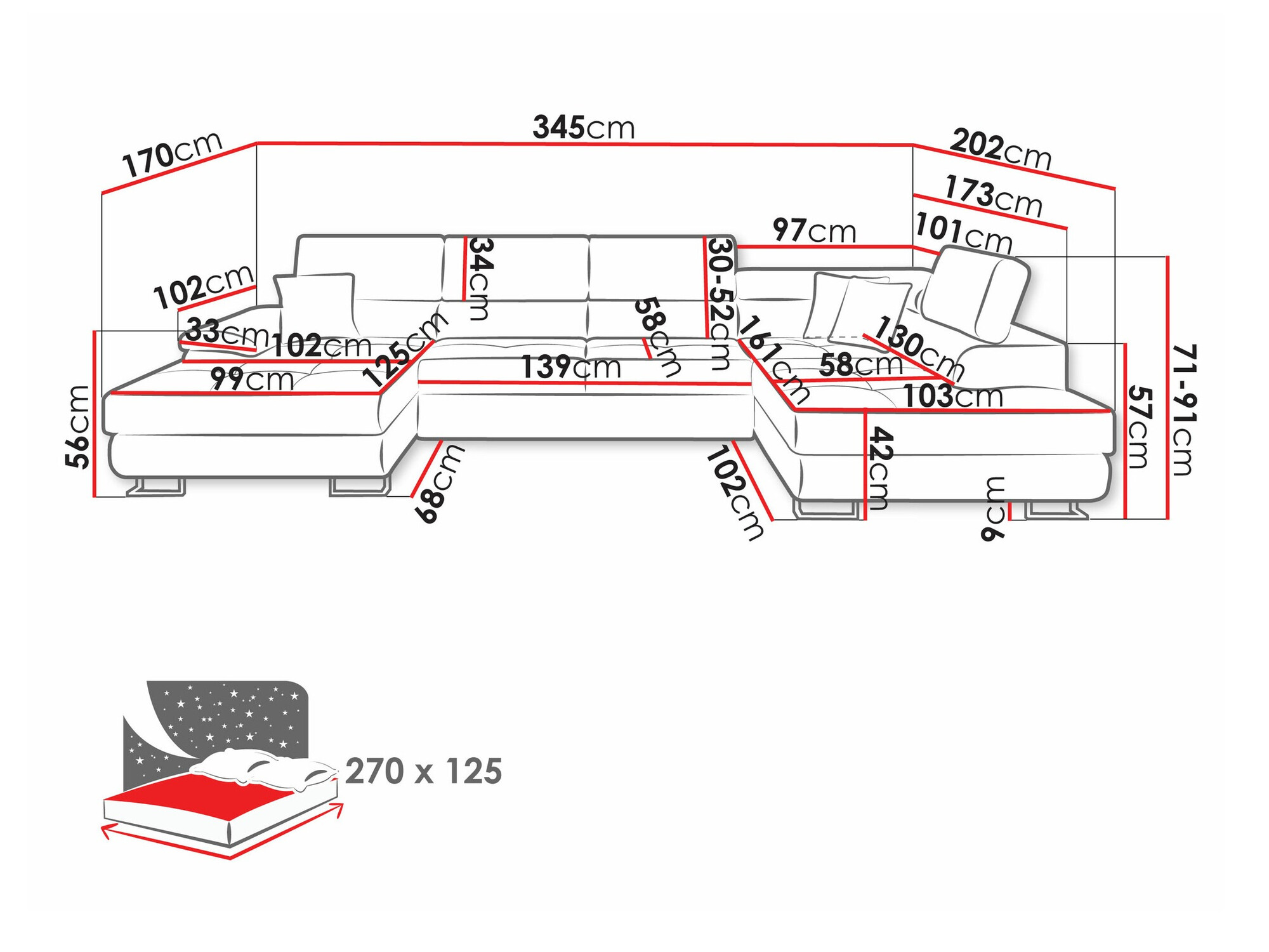 Hjørnesofa Comfivo Ruta IV (Soft 017 + Lux 05)