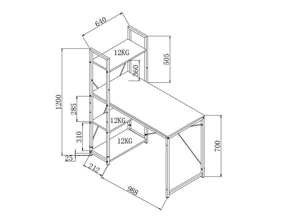 Skrivebord Houston 1888 (Sonoma eg + Sort)