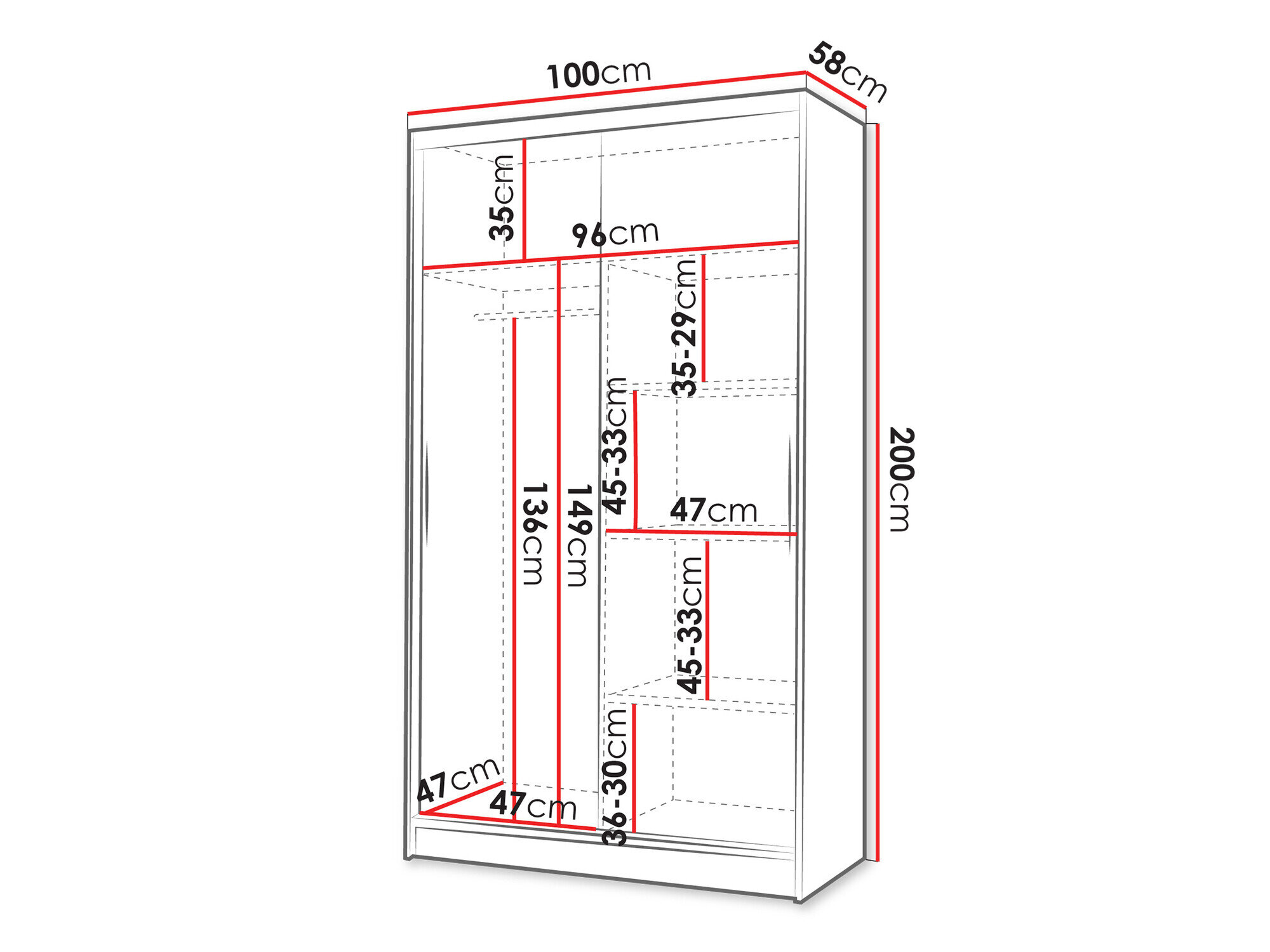 Garderobeskab Closico 163 (Hvid + Sonoma eg)