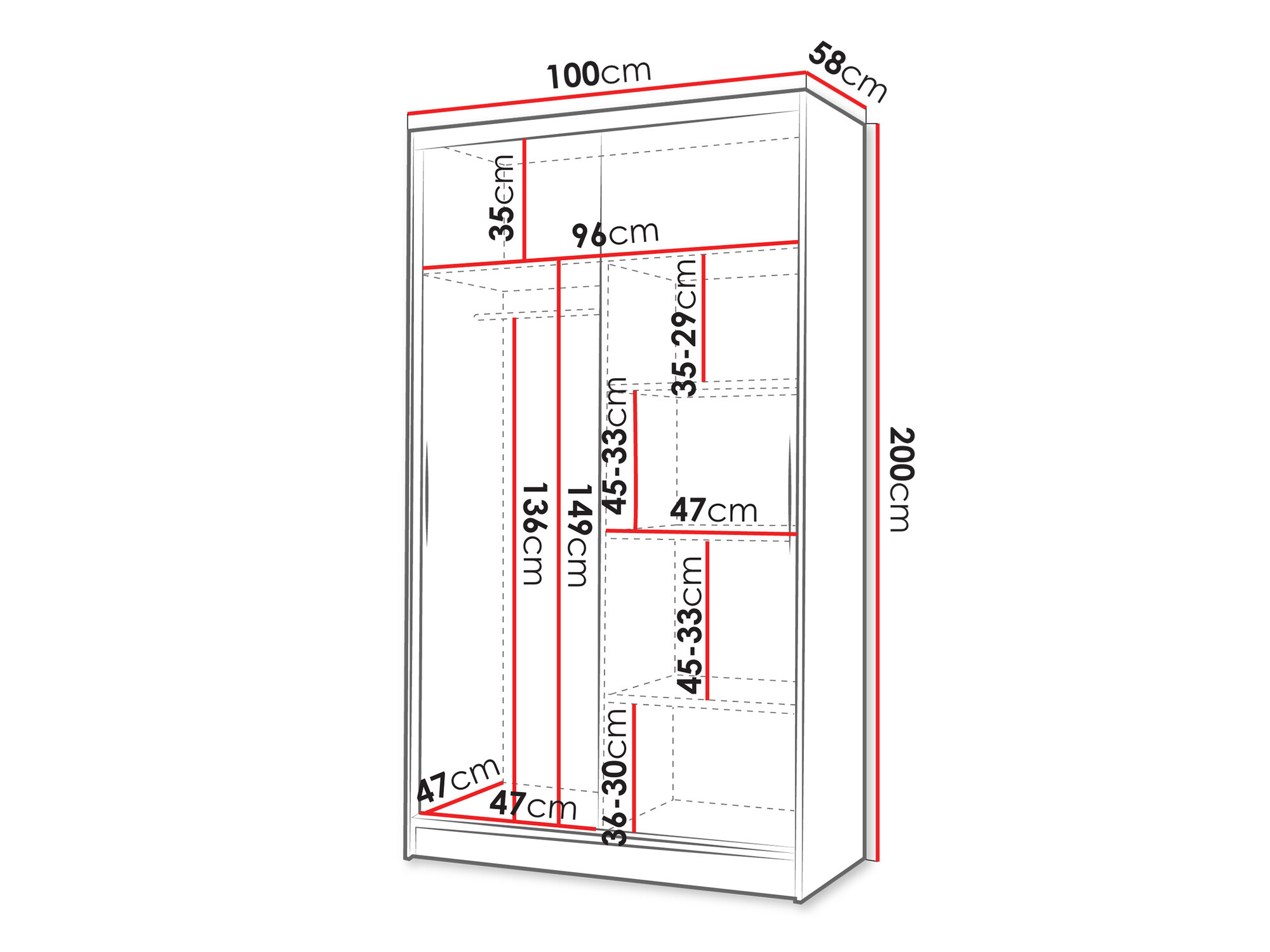 Garderobeskab Closico Structor II (Sort + Hvid)