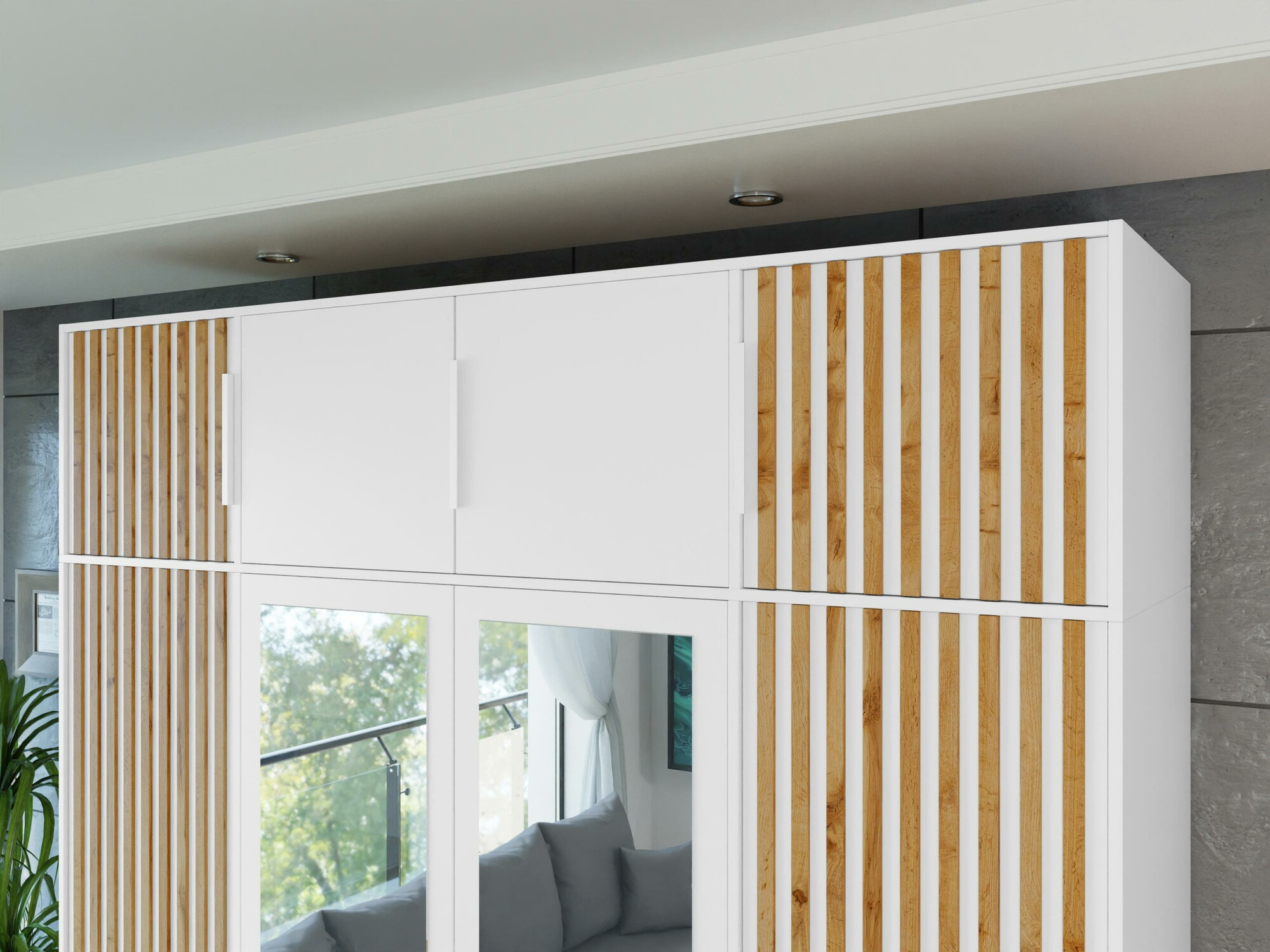 Garderobeskab Collis II (Hvid + Wotan eg)
