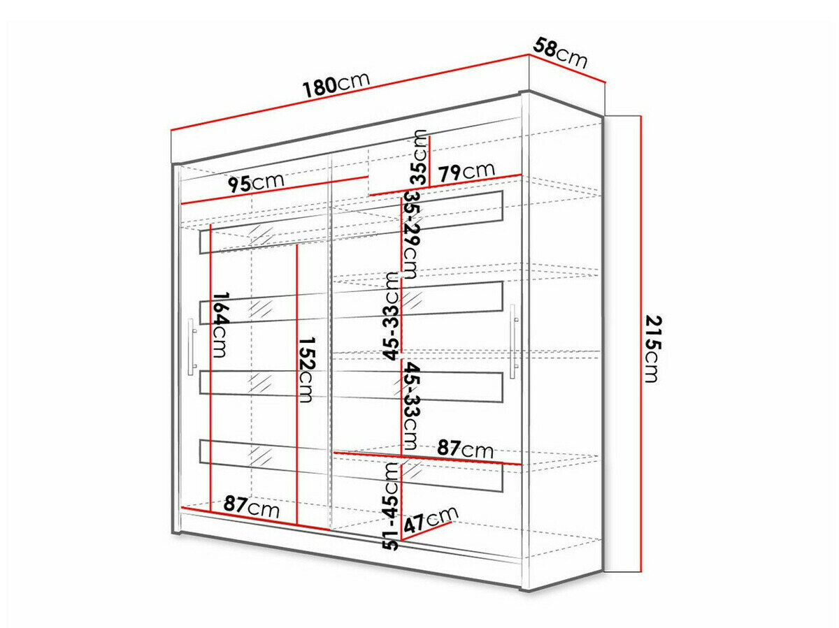 Garderobeskab Closico 156 (Sort + Glansfuld hvid)