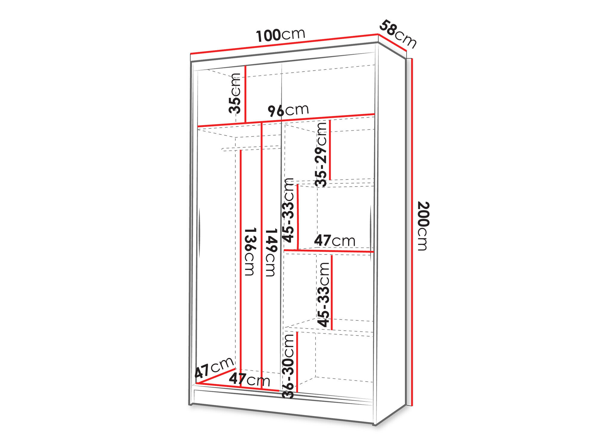Garderobeskab Closico 165 (Sonoma eg + Hvid)
