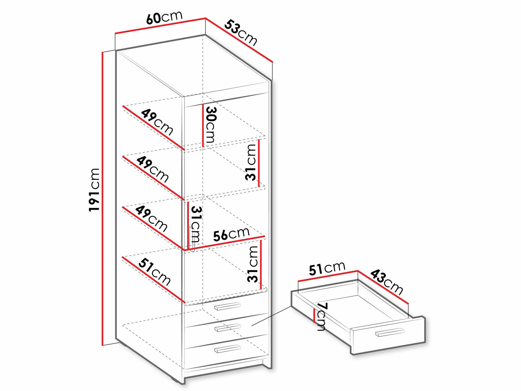 Reol Novduni 110 (Hvid)