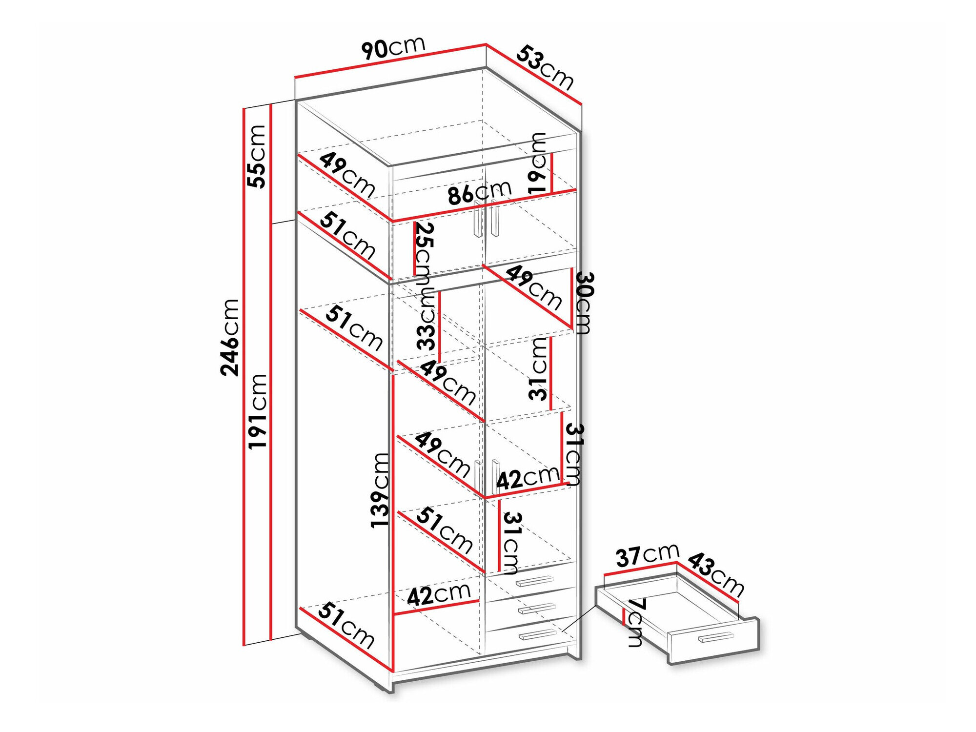 Garderobeskab Novduni 113 (Sonoma eg)