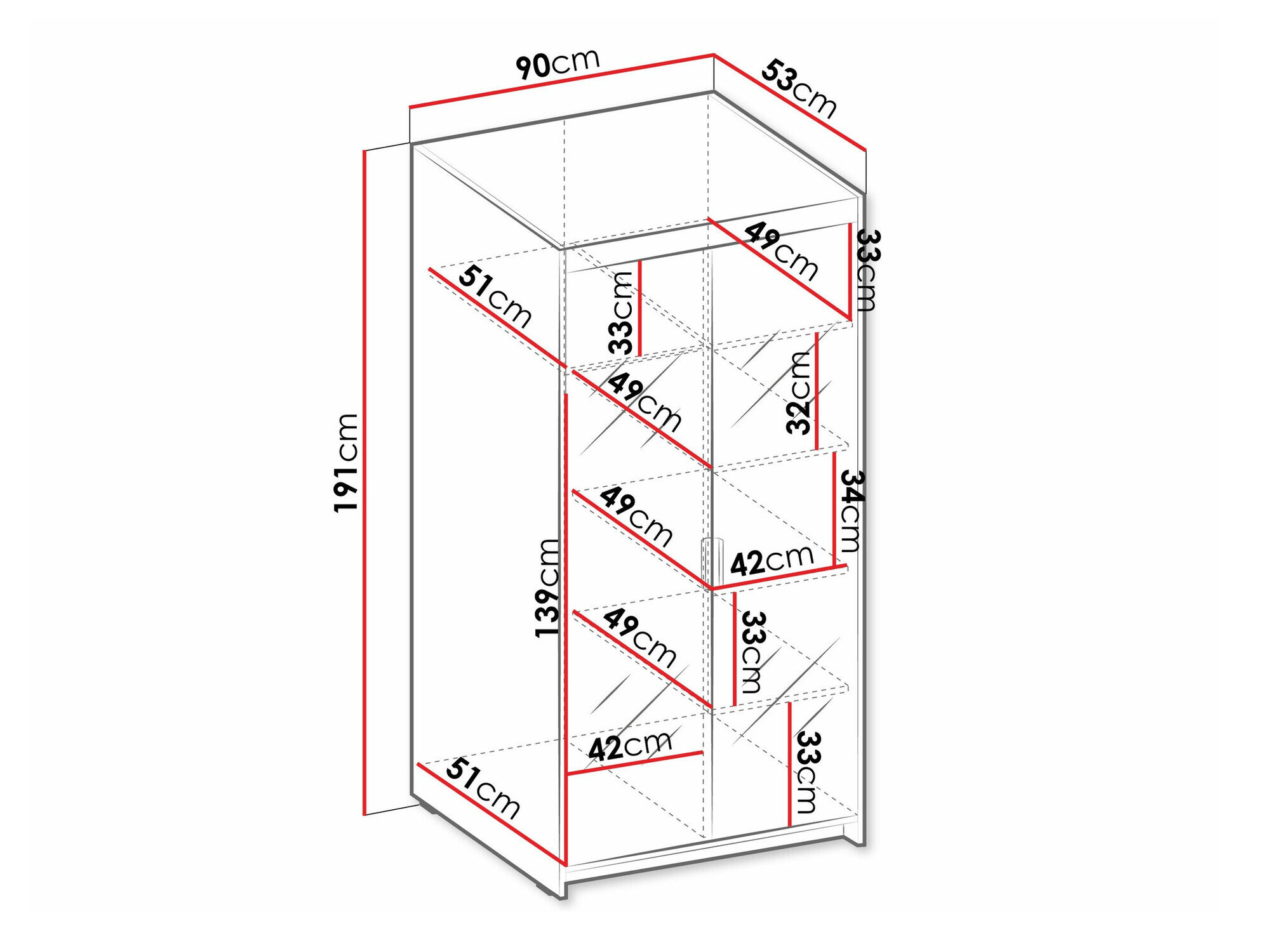 Garderobeskab Novduni 114 (Hvid)