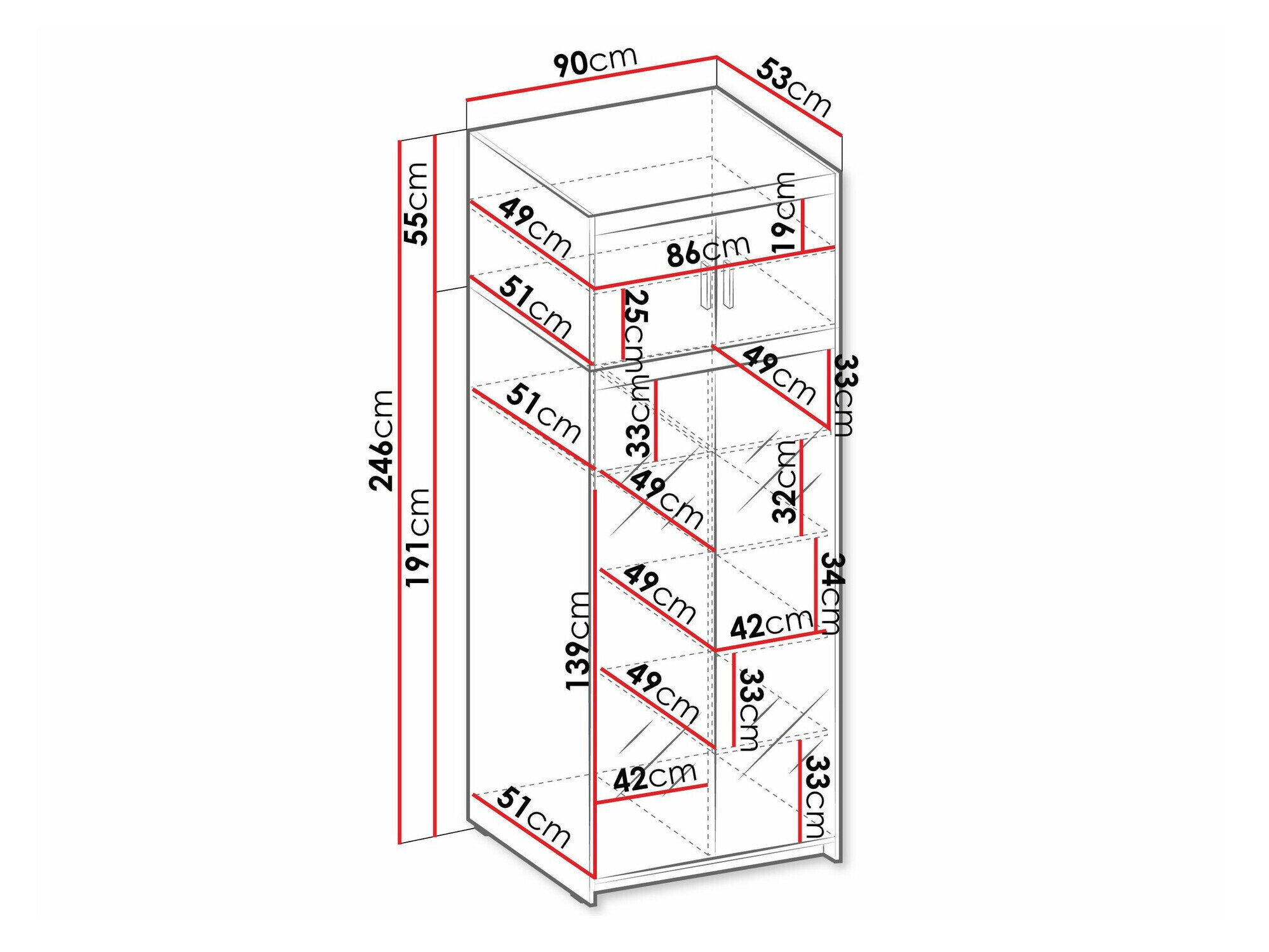 Garderobeskab Novduni 119 (Hvid)