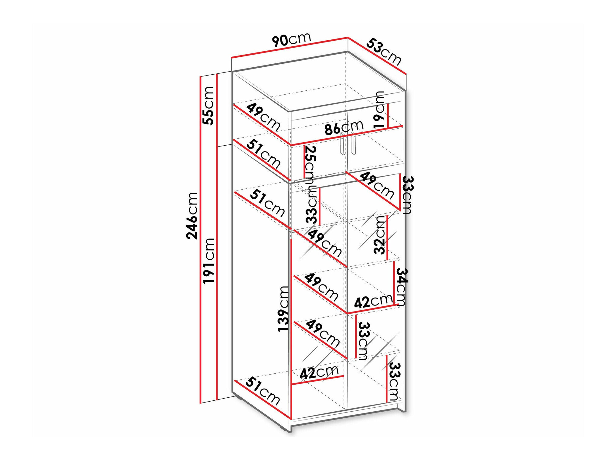 Garderobeskab Novduni 119 (Sonoma eg)