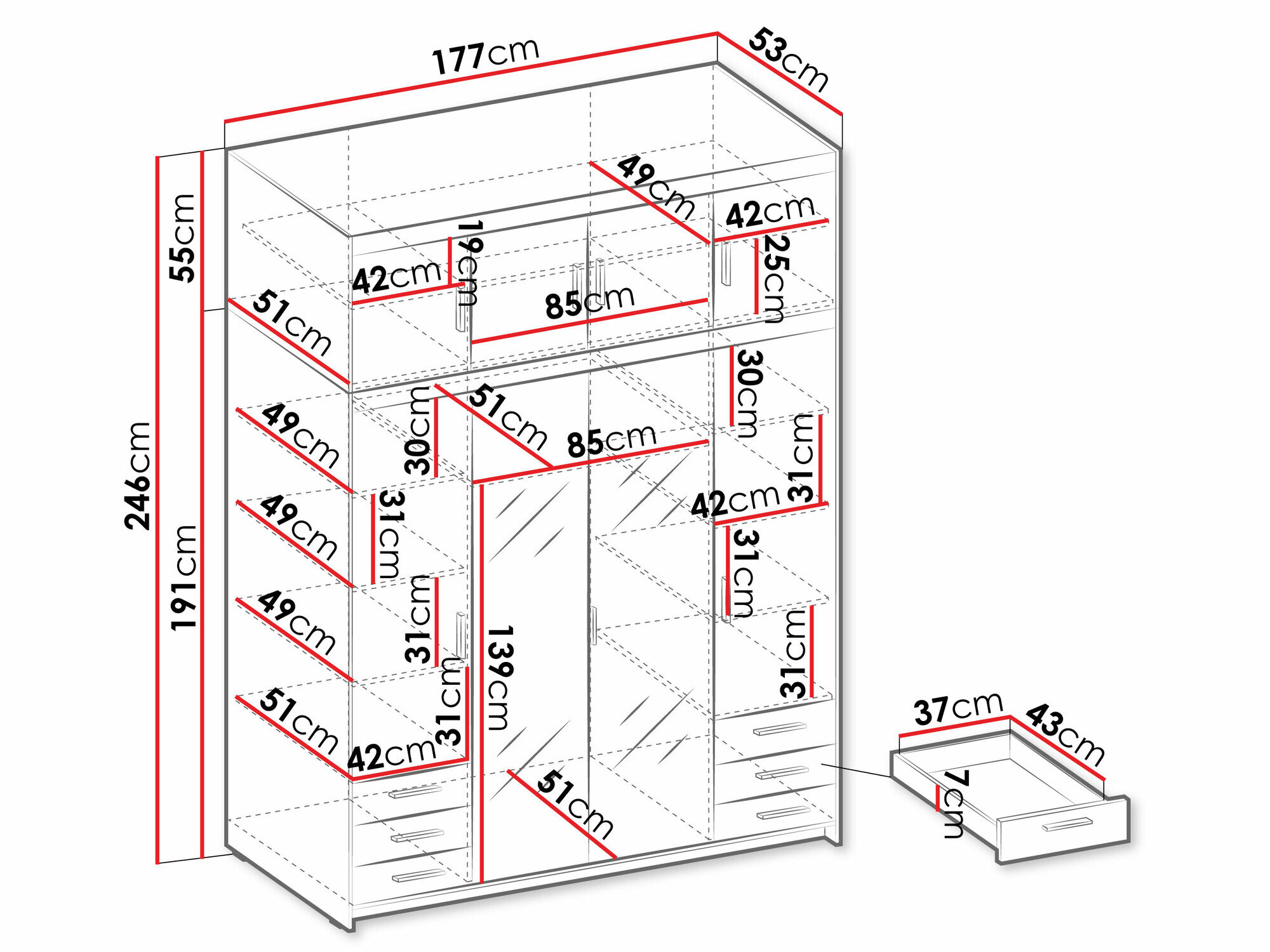 Garderobeskab Novduni 120 (Hvid)