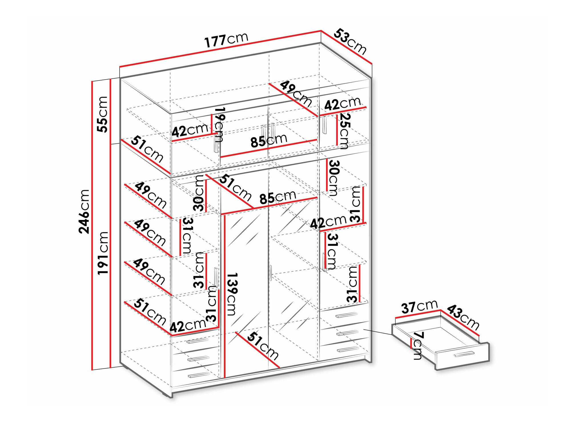 Garderobeskab Novduni 120 (Lefkas eg)