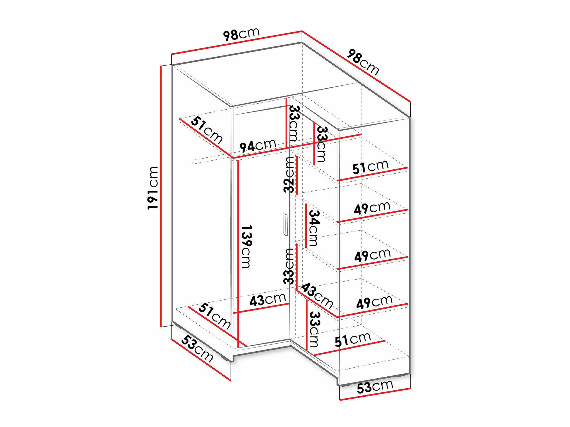Hjørnegarderob Novduni 116 (Lefkas eg)