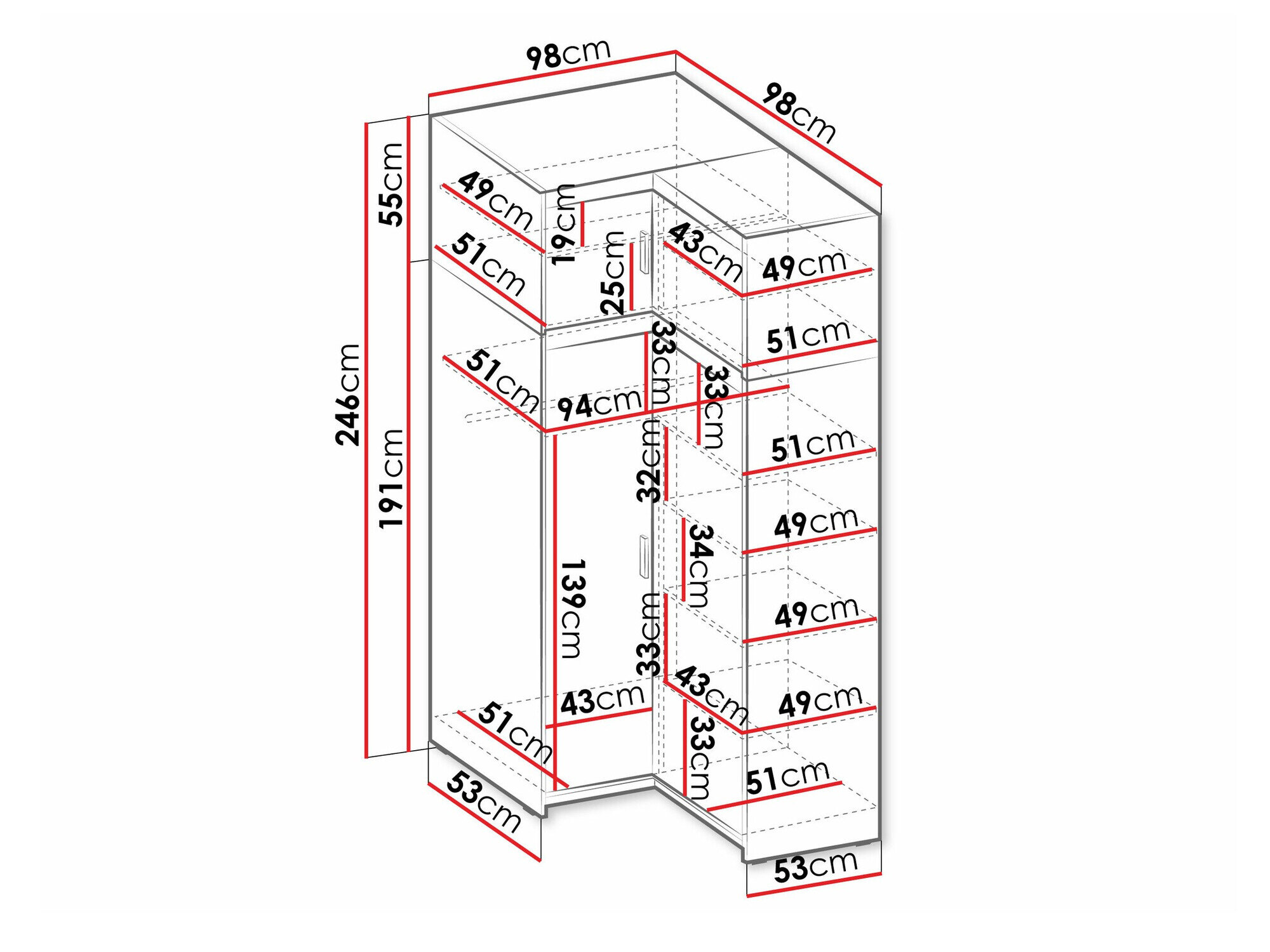 Hjørnegarderob Novduni 121 (Sonoma eg)