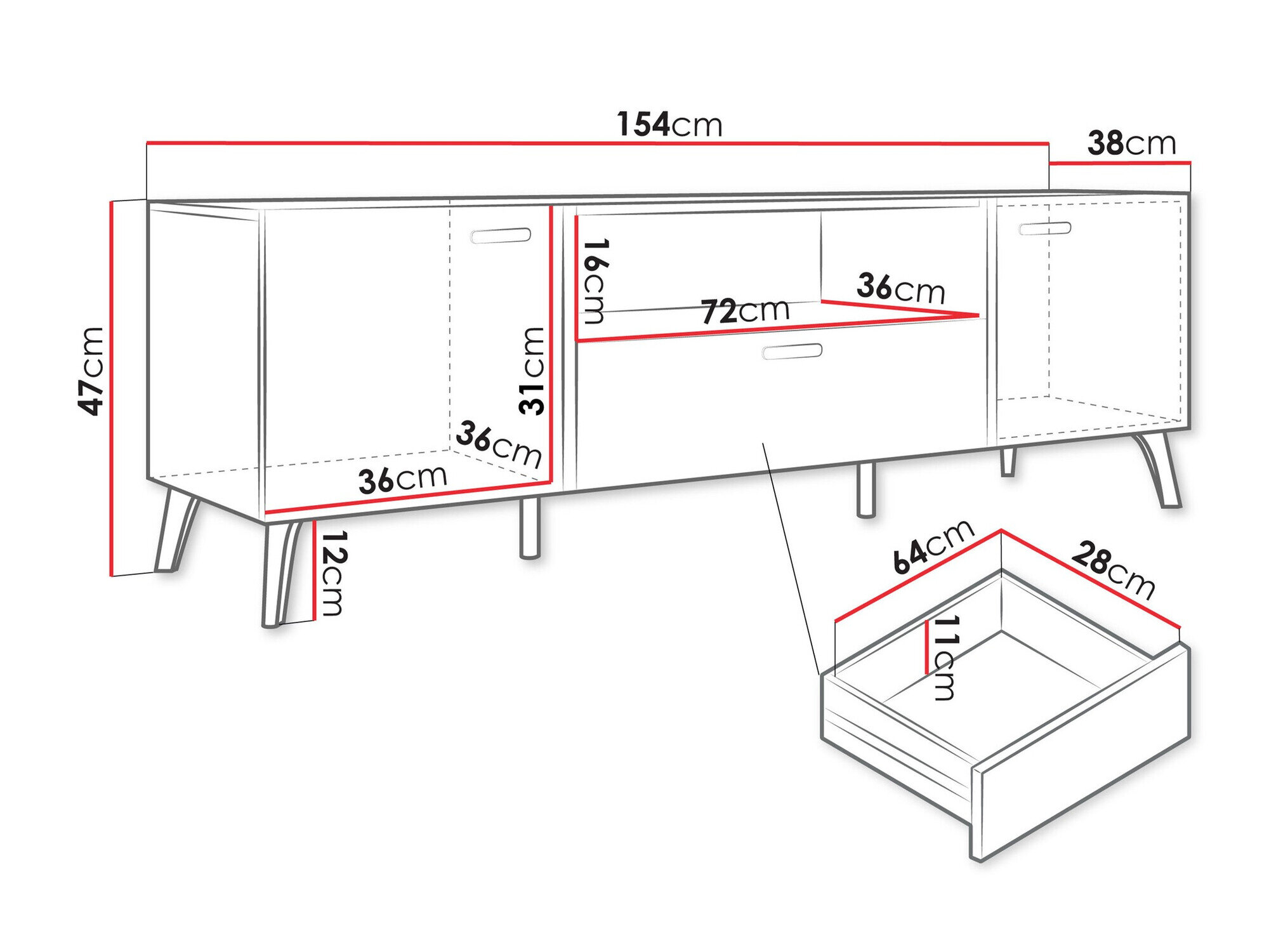 TV-bord Comfivo Teslomo 113 (Kashmir + Blank kashmir)