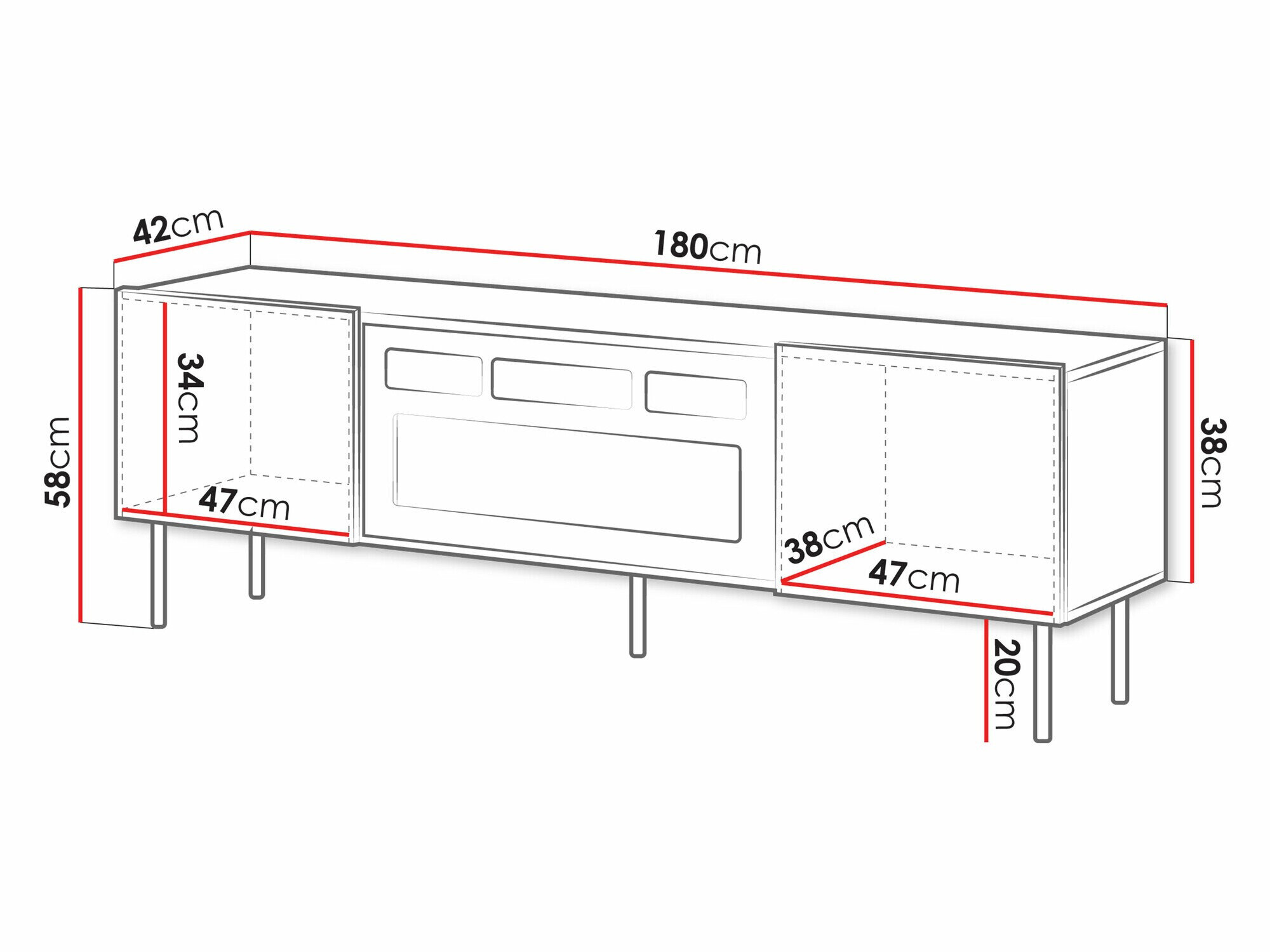 TV-bord Charlotte 210 (Sort)
