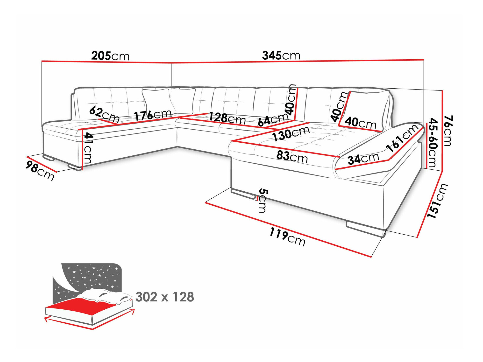 Hjørnesofa Comfivo 150 (Coral 55)