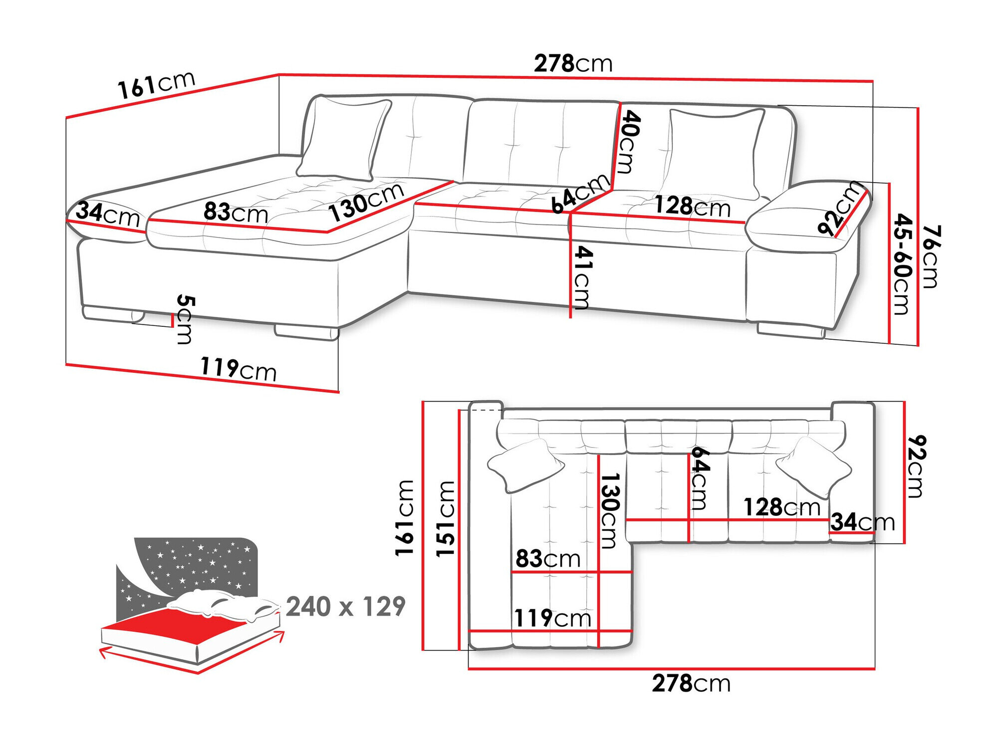 Hjørnesofa Comfivo 152 (Coral 45)