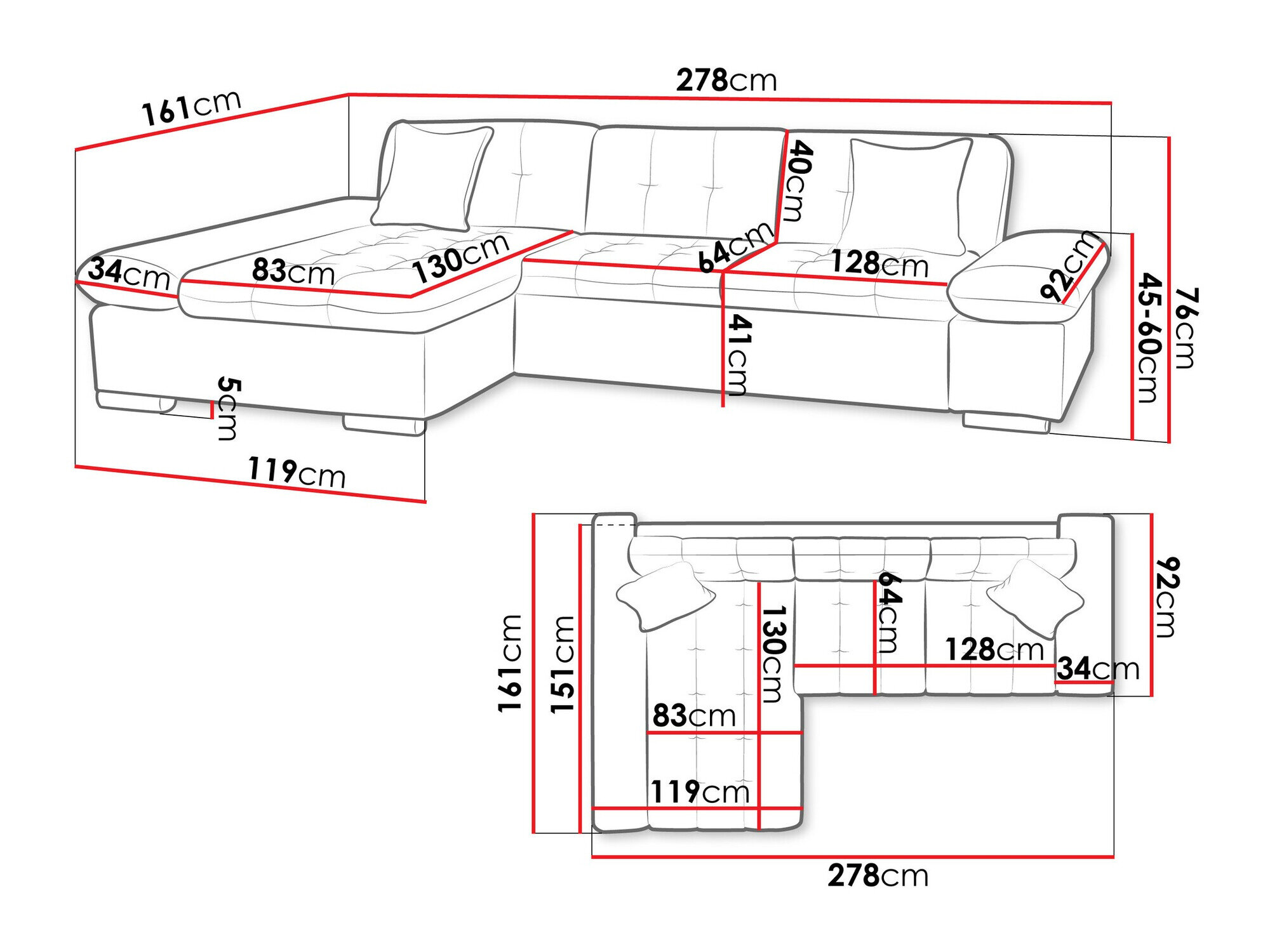 Hjørnesofa Comfivo 219 (Coral 50)