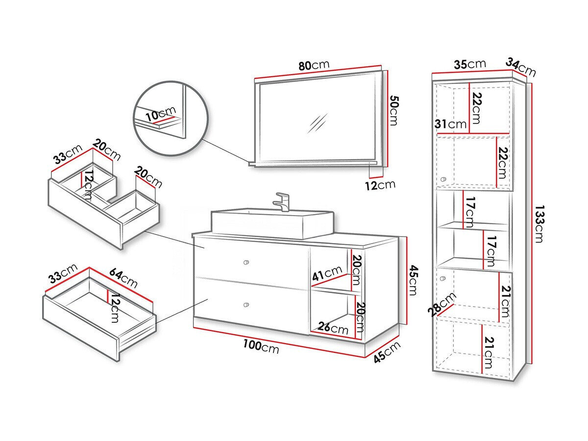 Badeværelsessæt Ophruvi 101 (Hvid)