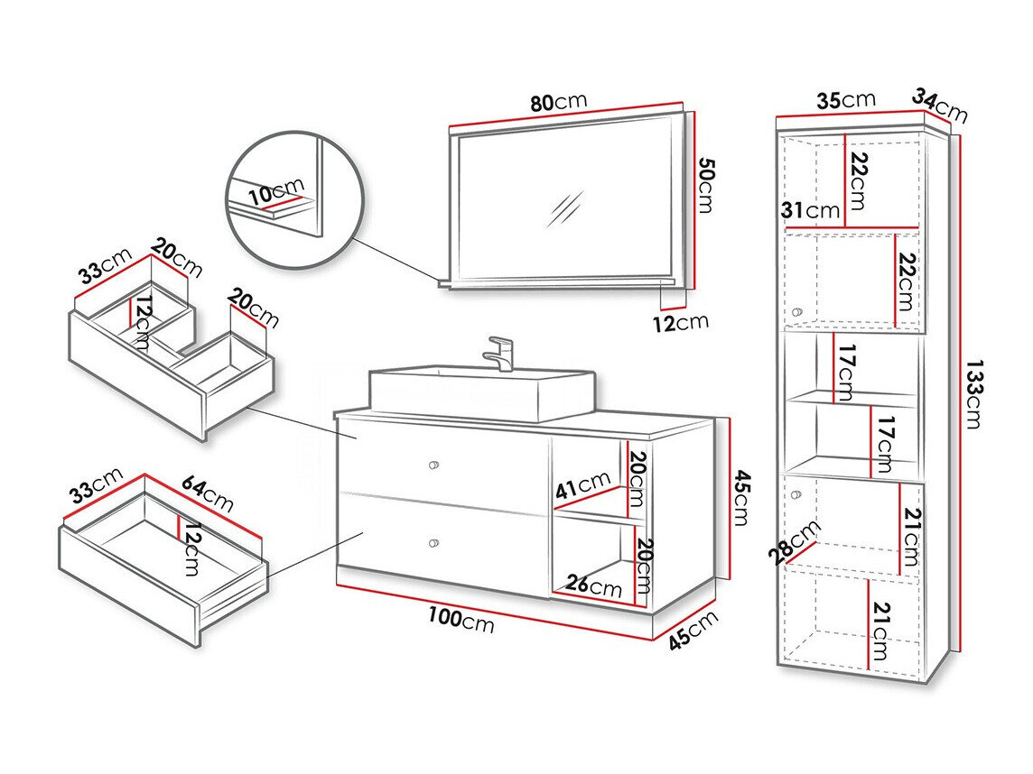 Badeværelsessæt Ophruvi 101 (Valnød)