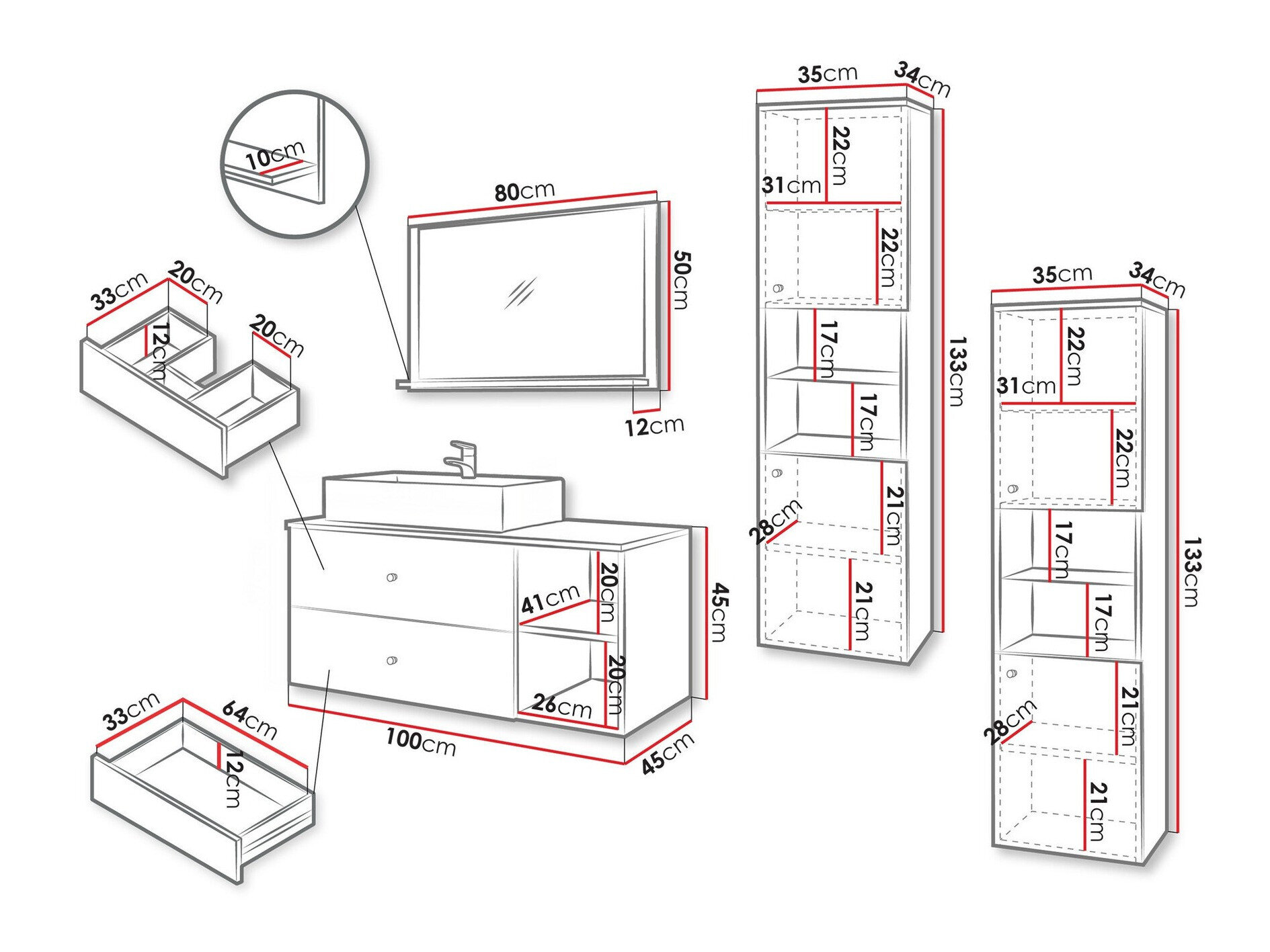 Badeværelsessæt Ophruvi 102 (Hvid)