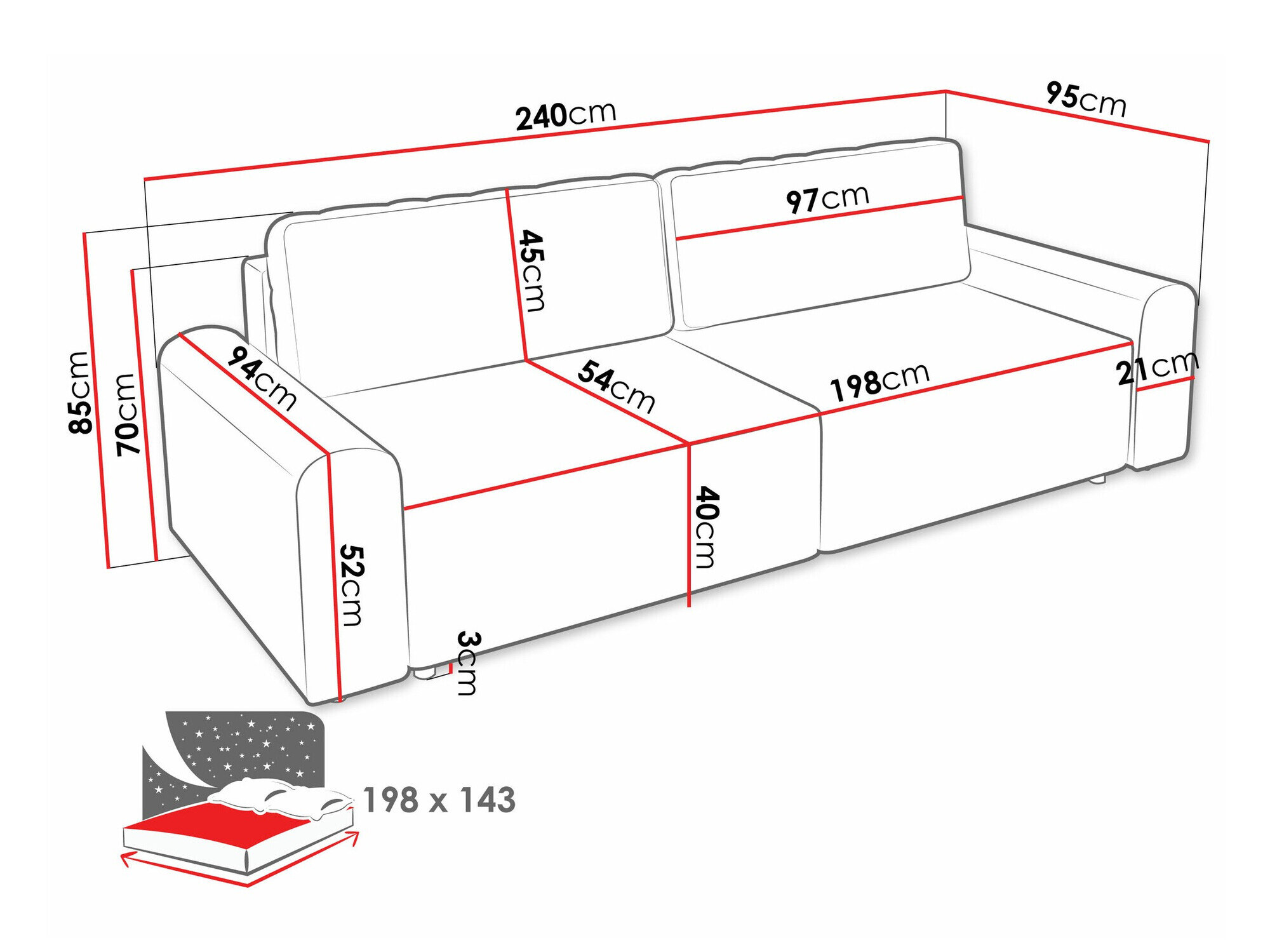 Sovesofa Stonecrest 107 (Sierra 751)