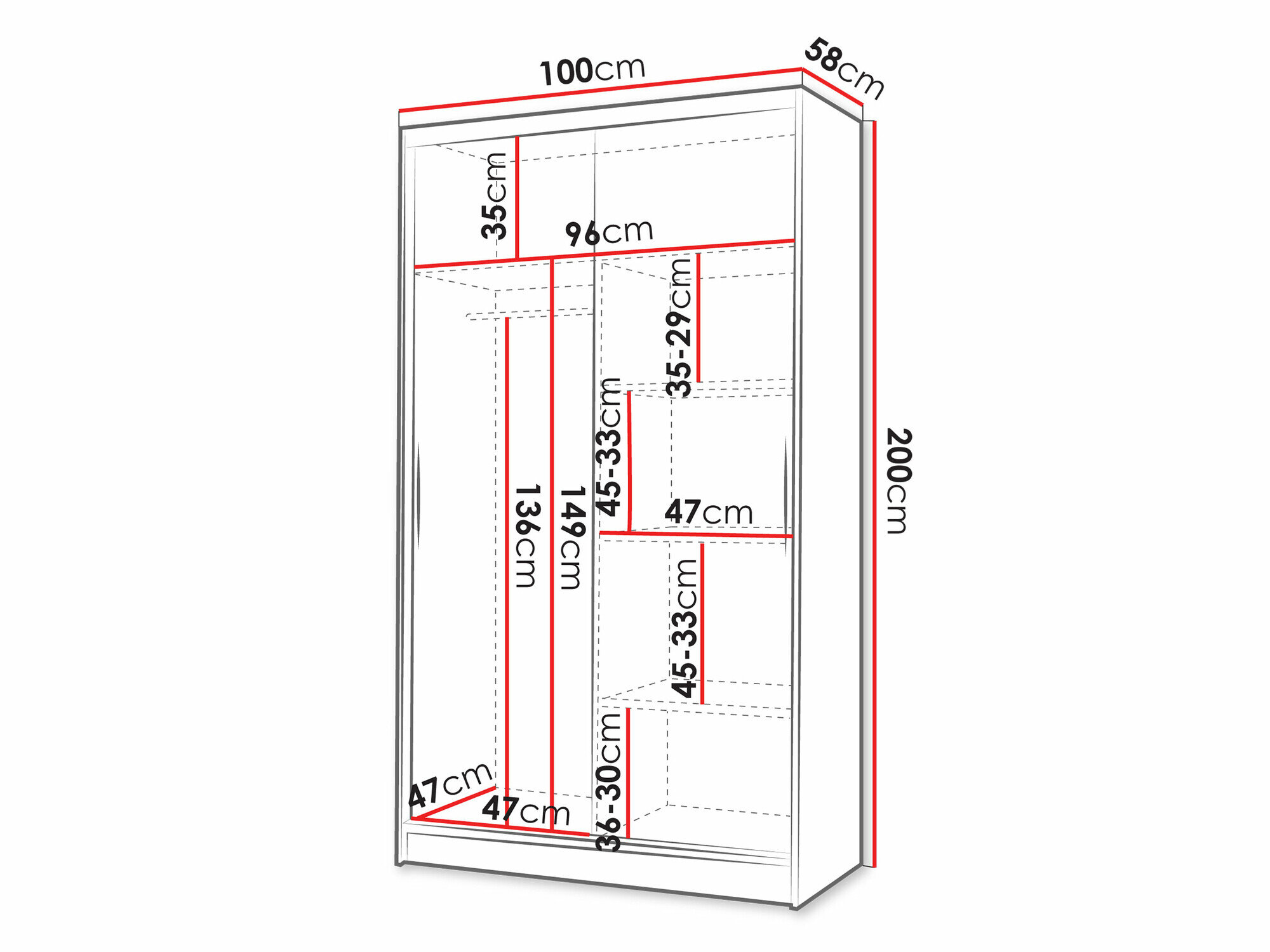 Garderobeskab Closico 166 (Hvid + Artisan eg)