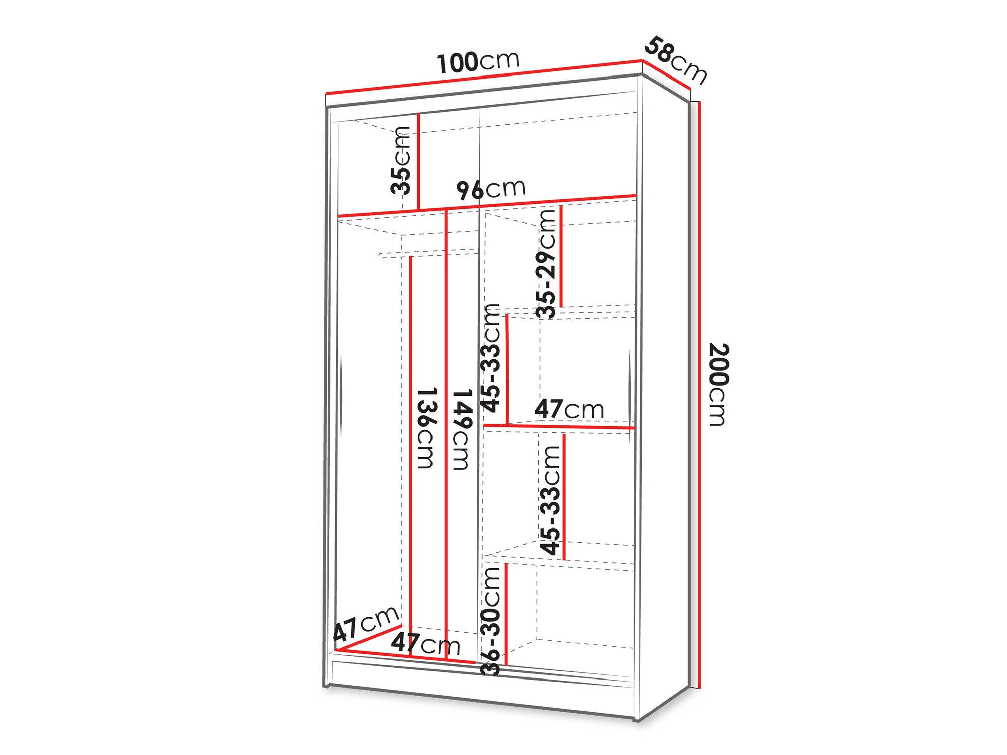 Garderobeskab Closico 168 (Hvid + Artisan eg)