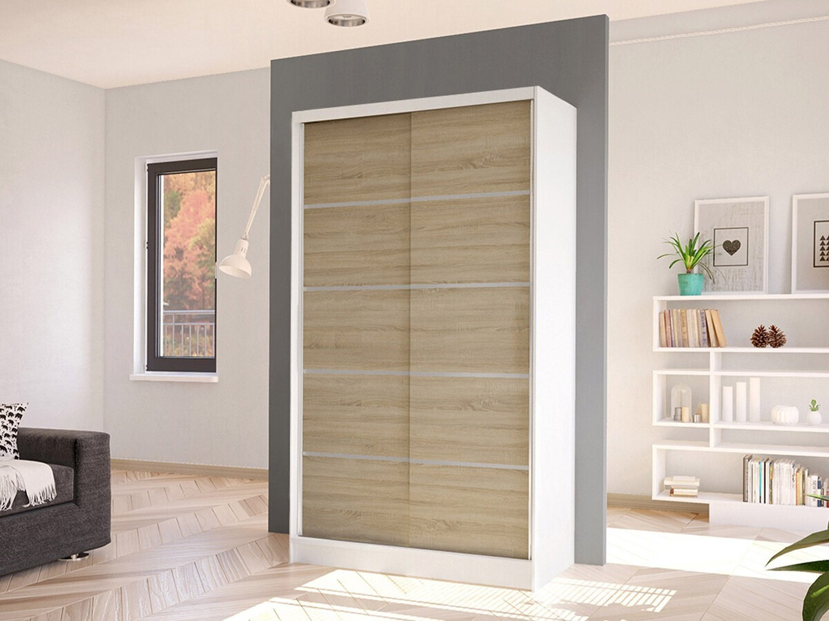 Garderobeskab Closico Fractor IV (Hvid + Sonoma eg)