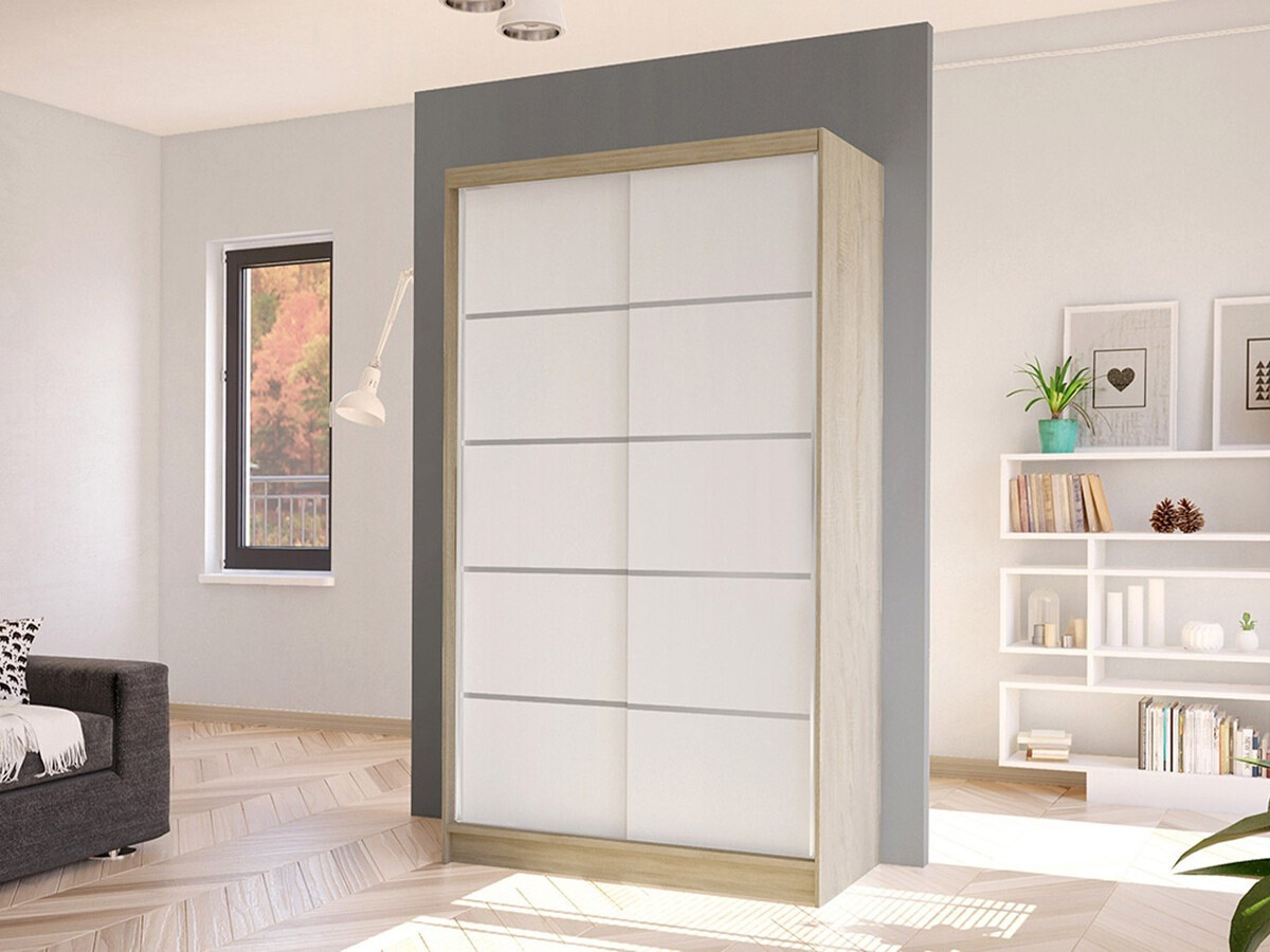 Garderobeskab Closico Fractor IV (Sonoma eg + Hvid)