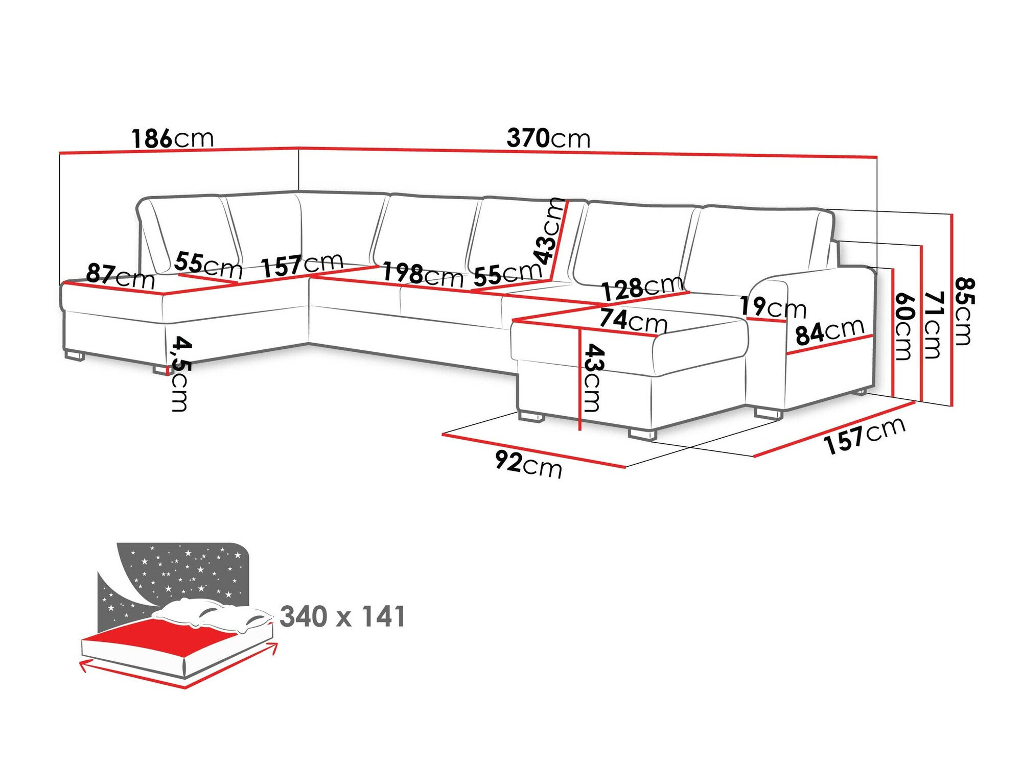Hjørnesofa Comfivo 191 (Soft 017 + Lux 06)
