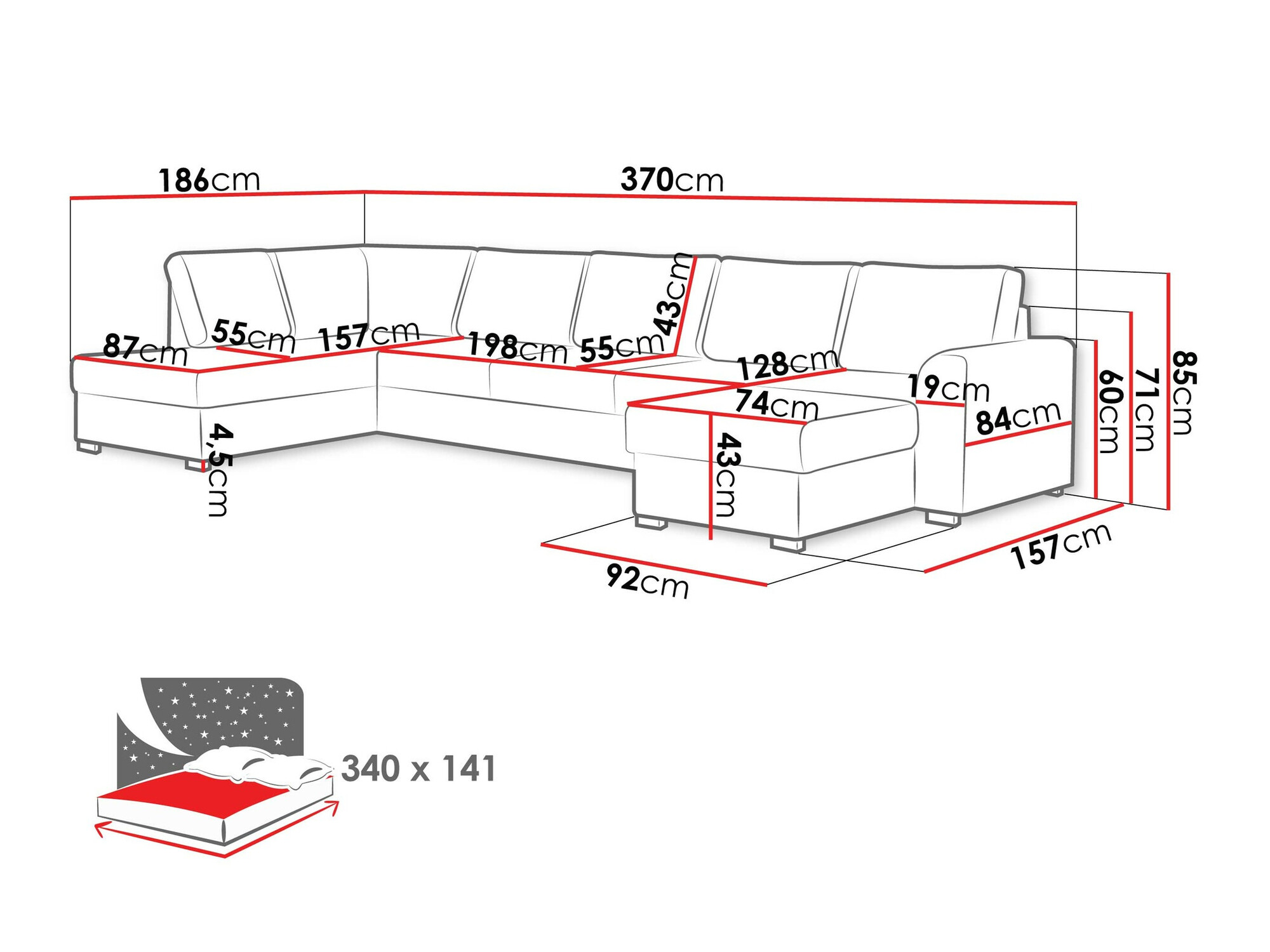 Hjørnesofa Comfivo Flumen I (Coral 45)