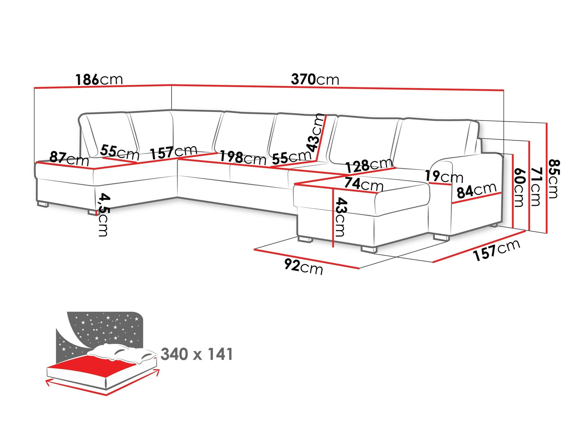 Hjørnesofa Comfivo Flumen I (Soft 017 + Lux 06)